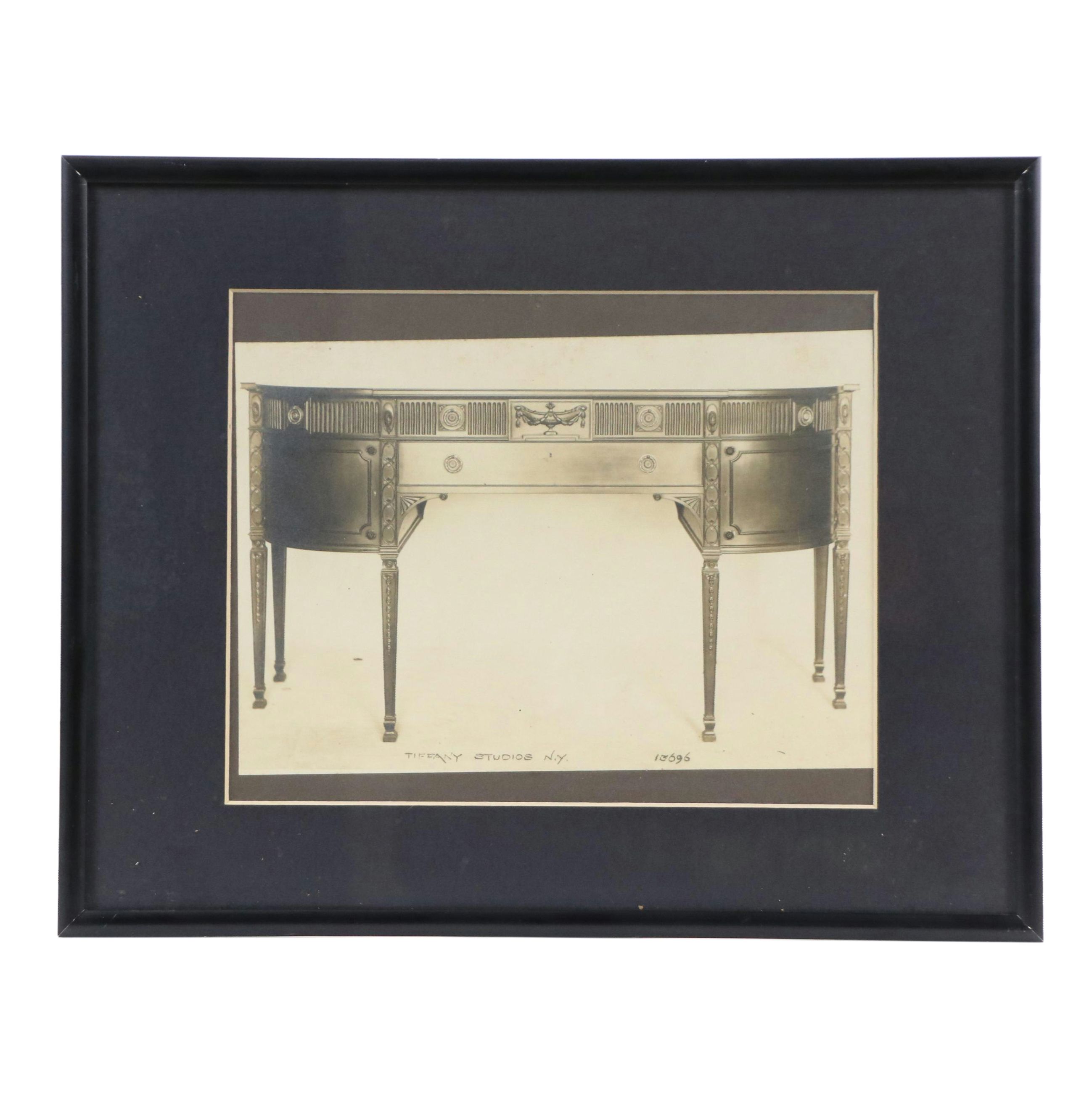 Tiffany Studios, N.Y., Silver Print of George III Hepplewhite Style Sideboard