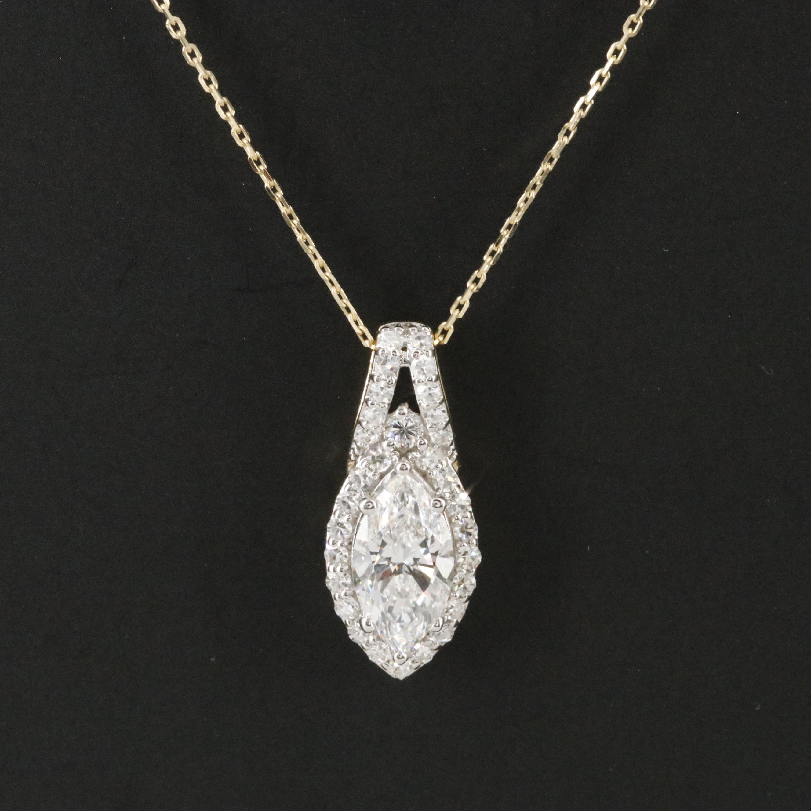 14K 1.99 CTW Lab Grown Diamond Pendant Necklace with Online GIA Report