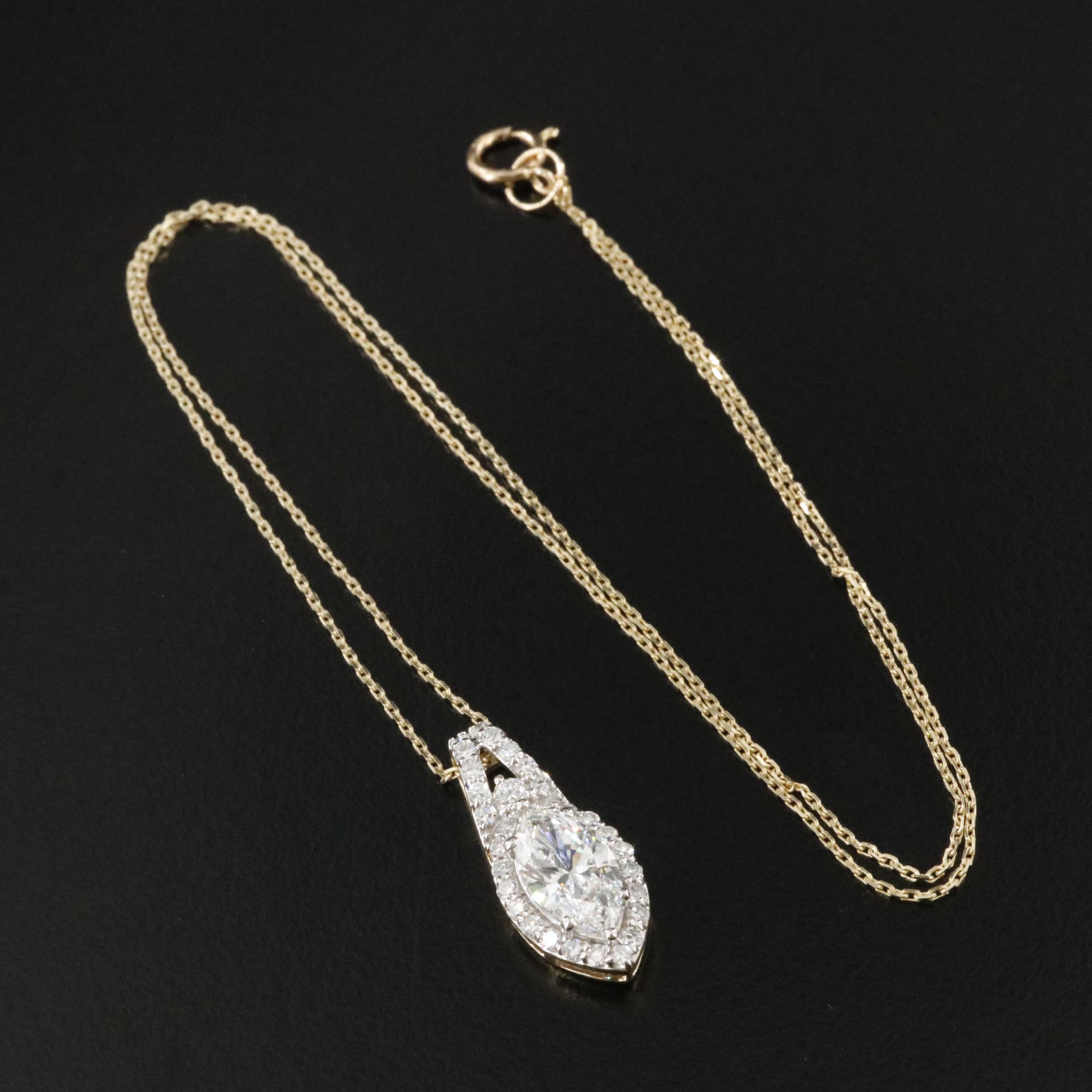 14K 1.99 CTW Lab Grown Diamond Pendant Necklace with Online GIA Report