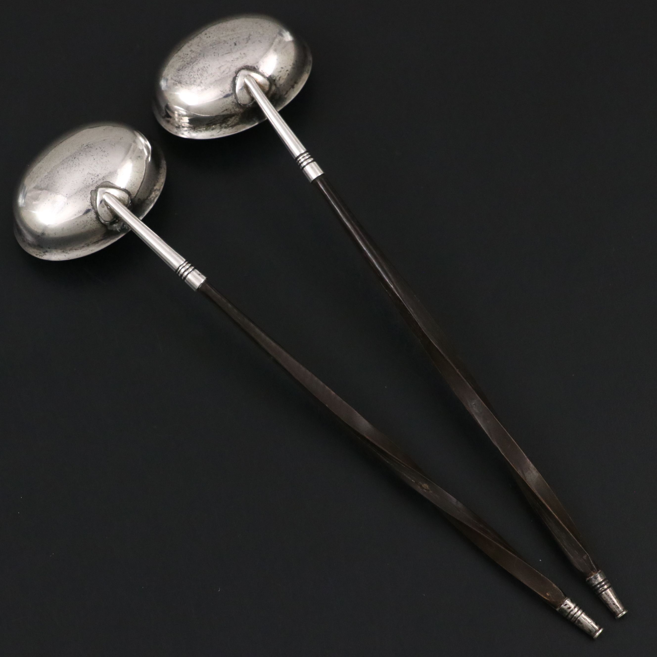 Antique Yapp & Woodward Sterling Silver Ladles with Baleen Handles, 1851