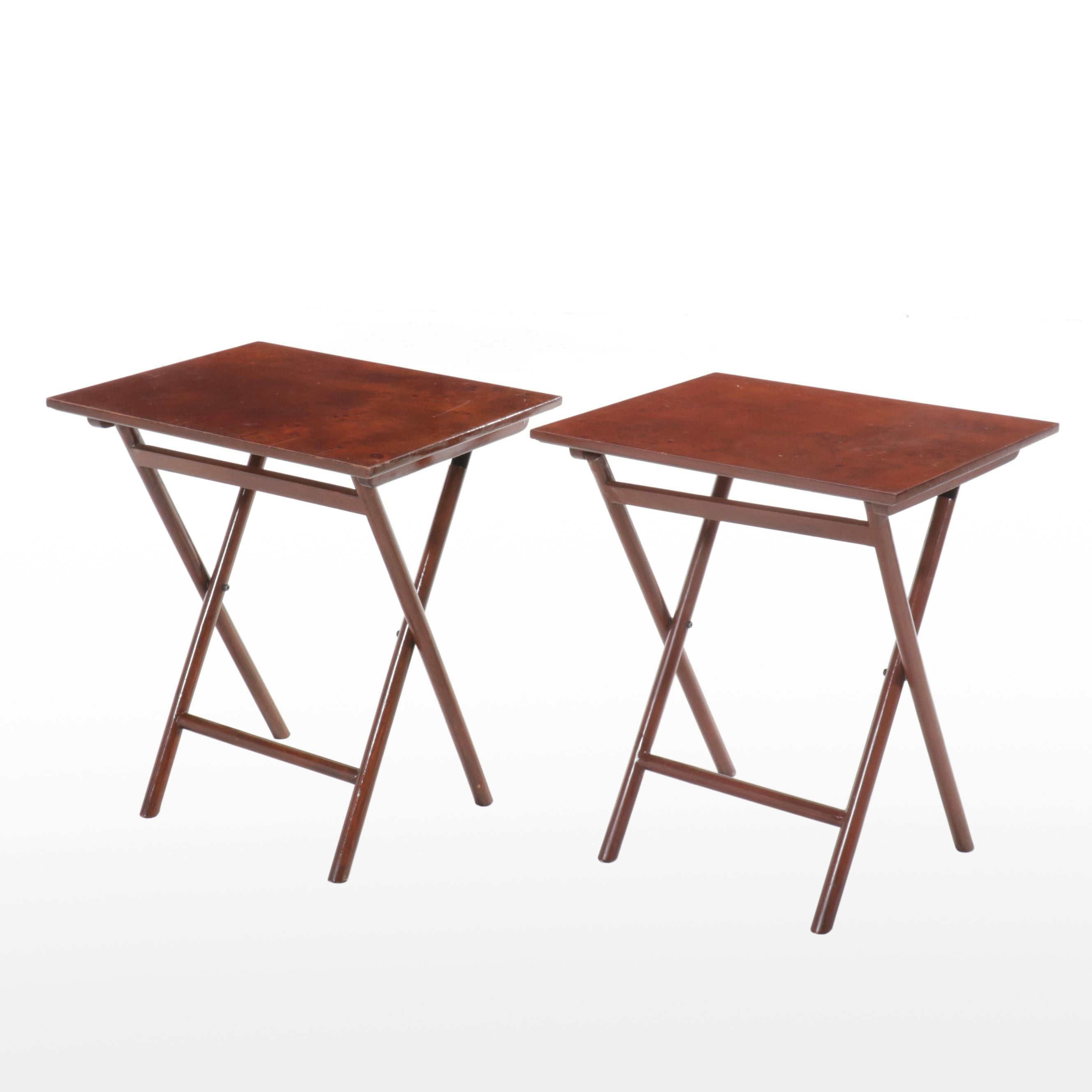 Frontgate Contemporary Mahogany Finish Wooden Folding Tables