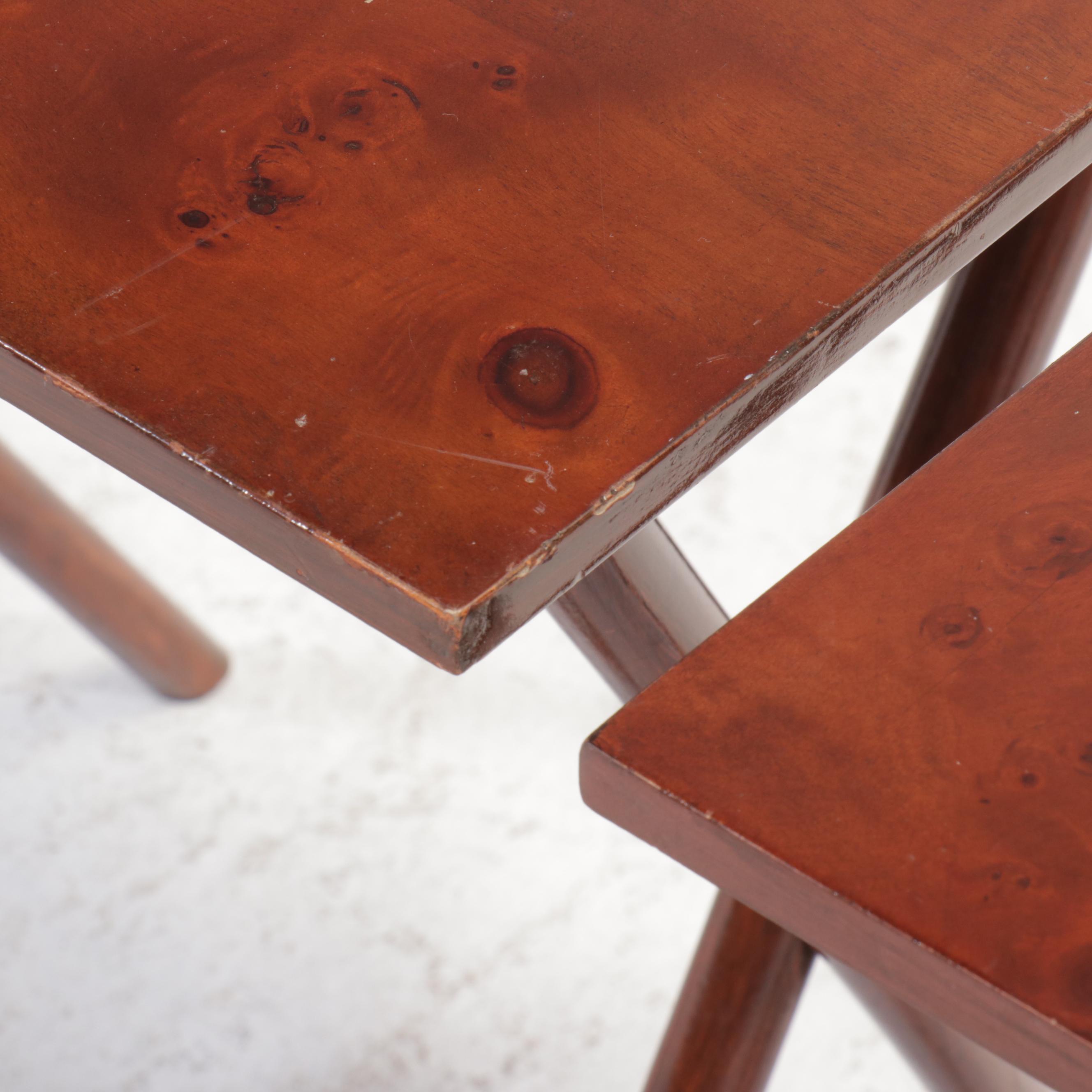 Frontgate Contemporary Mahogany Finish Wooden Folding Tables