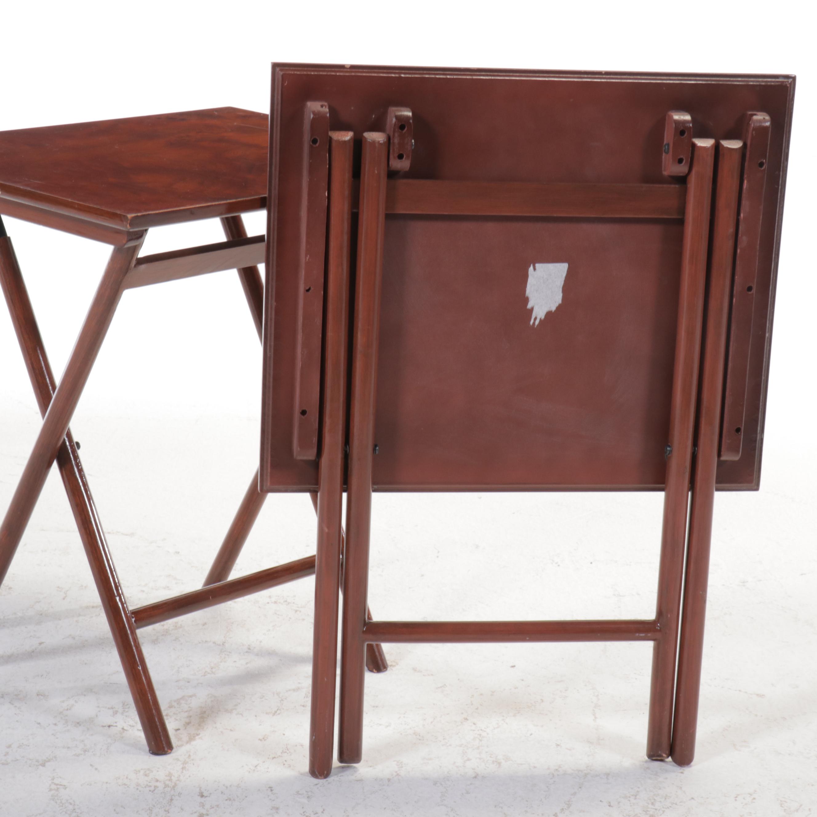Frontgate Contemporary Mahogany Finish Wooden Folding Tables