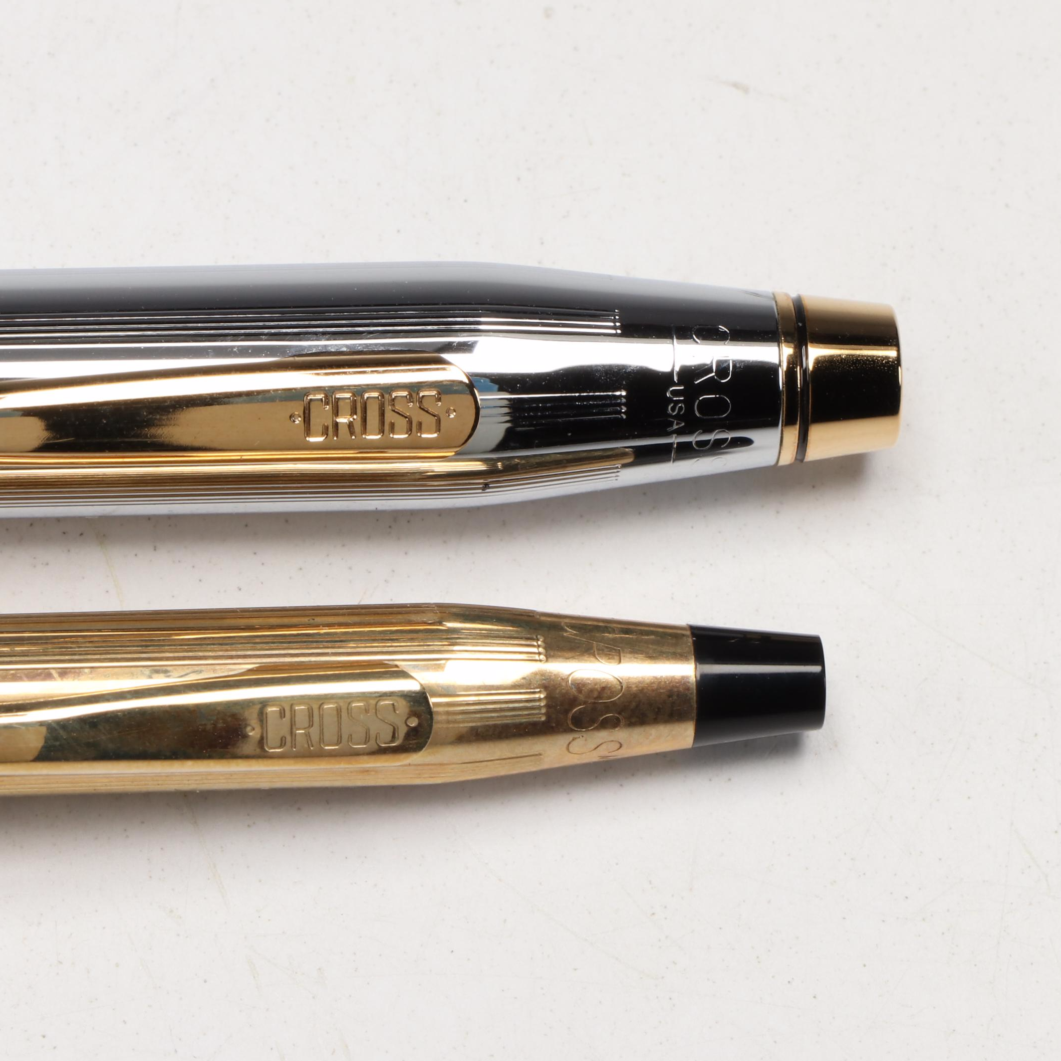 Parker, Pierre Cardin and Parker Chrome with Gold Plate Pen and Pencil Sets