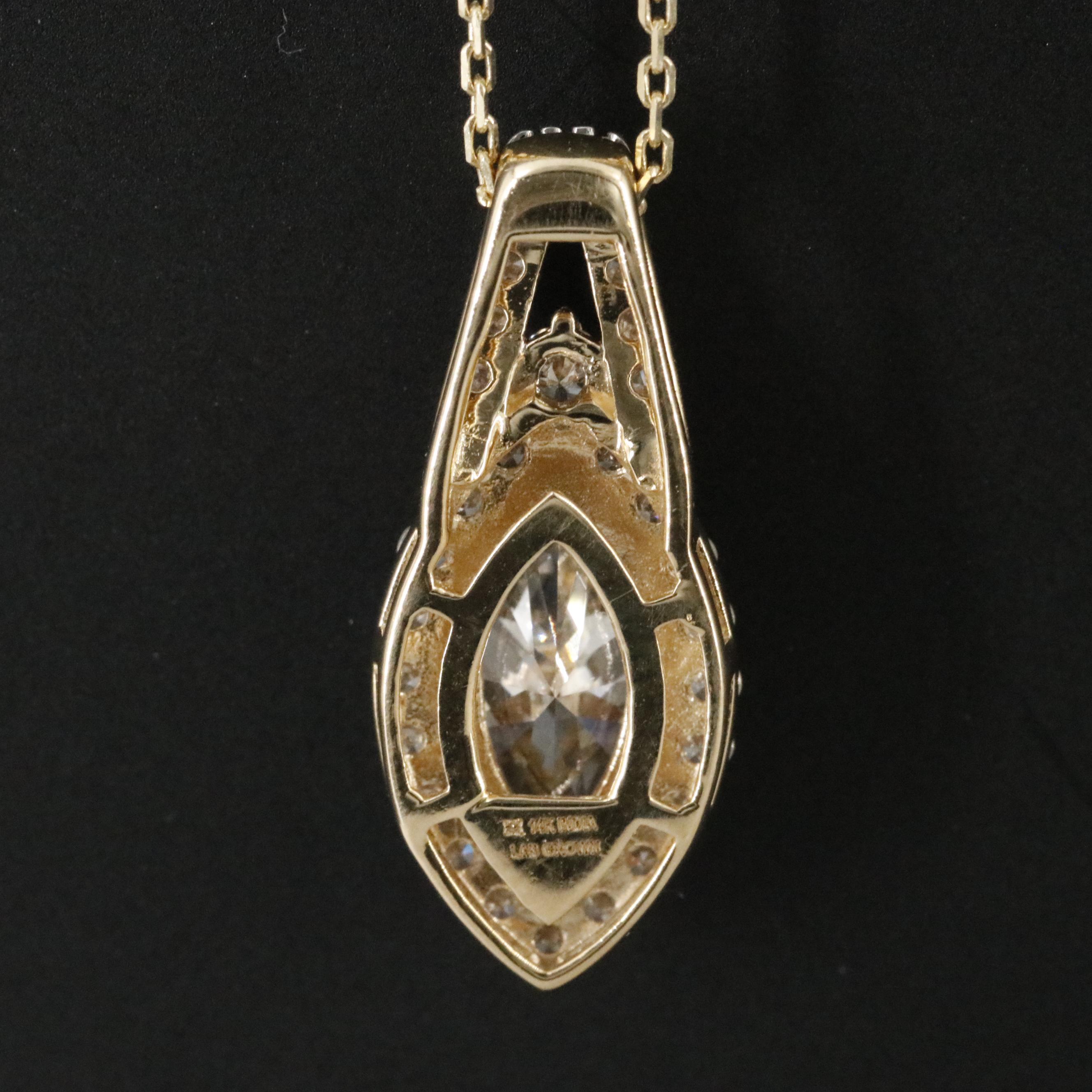 14K 1.97 CTW Lab Grown Diamond Pendant Necklace with Online IGI Report