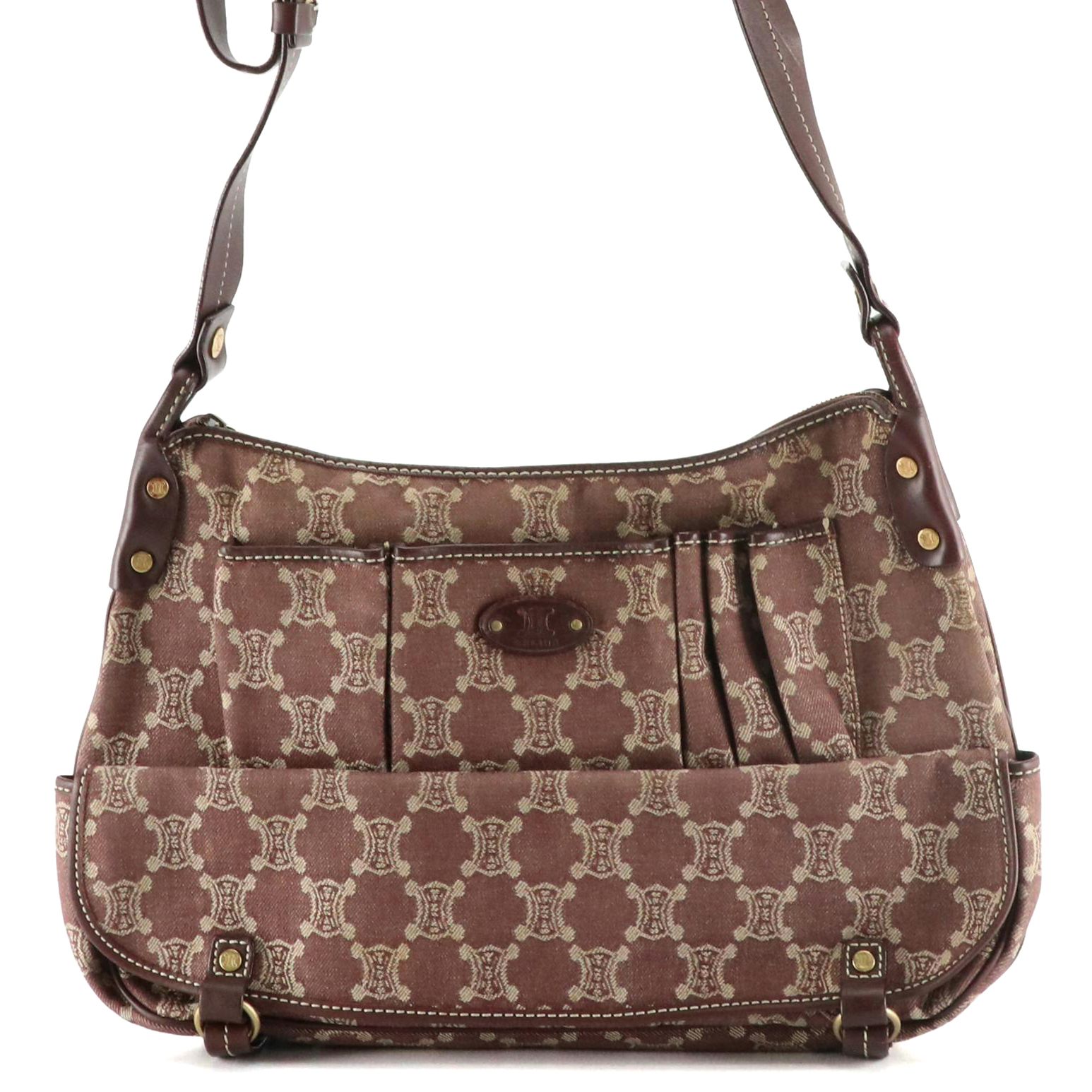 Celine Messenger Crossbody Bag in Triomphe Canvas and Leather