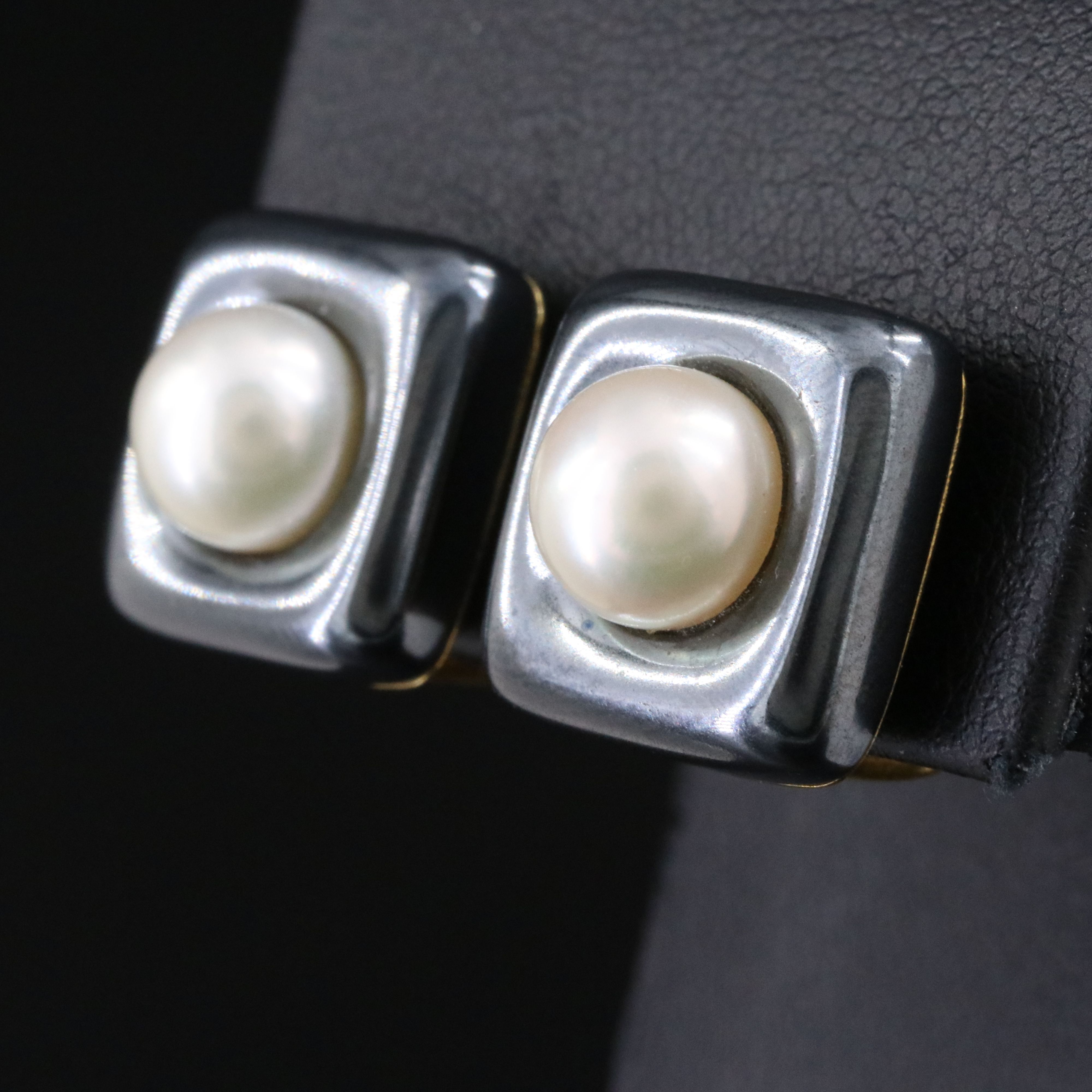 Angela Cummings 18KT Pearl and Hematite Cushion Earrings