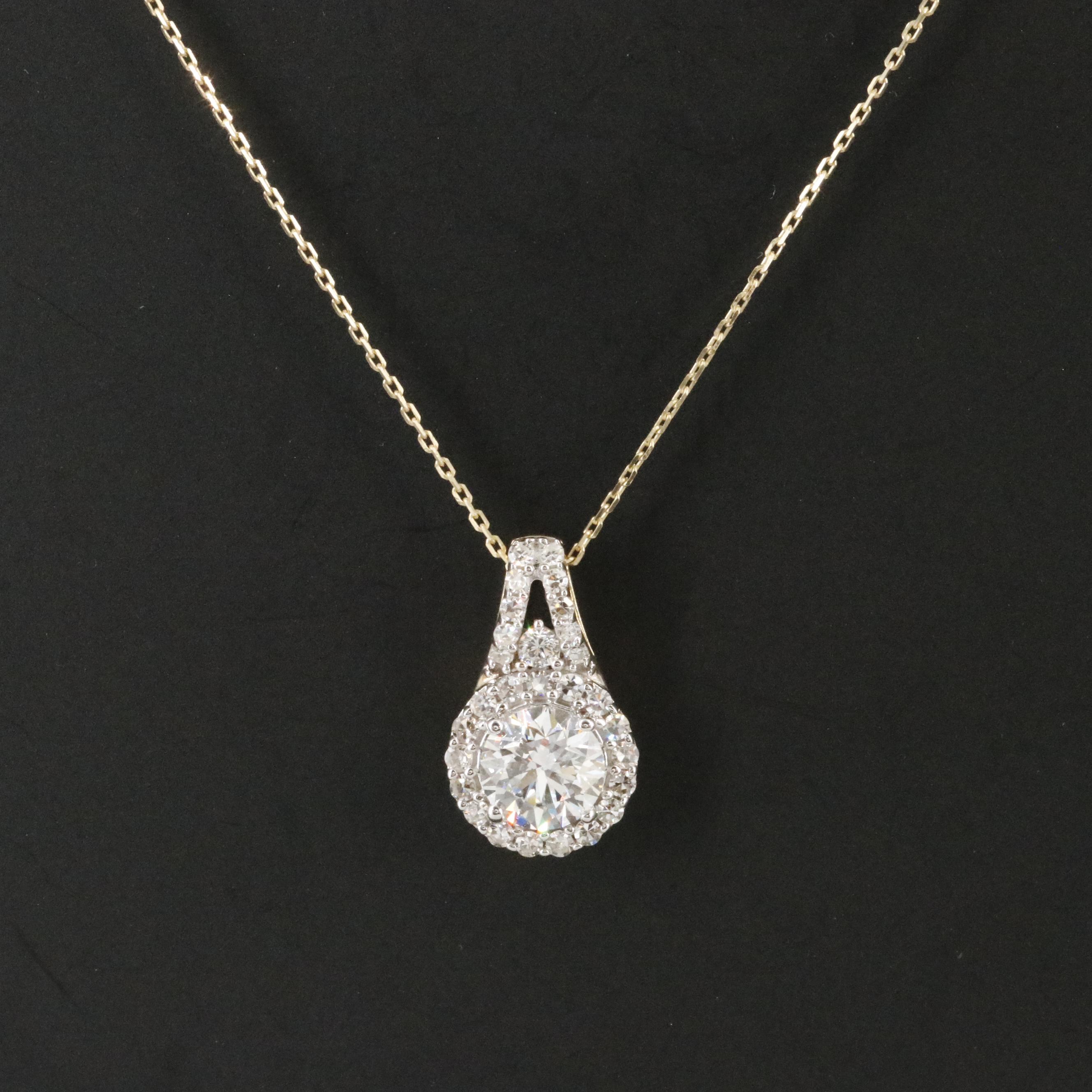 14K 2.05 CTW Lab Grown Diamond Pendant Necklace with Online GIA Report