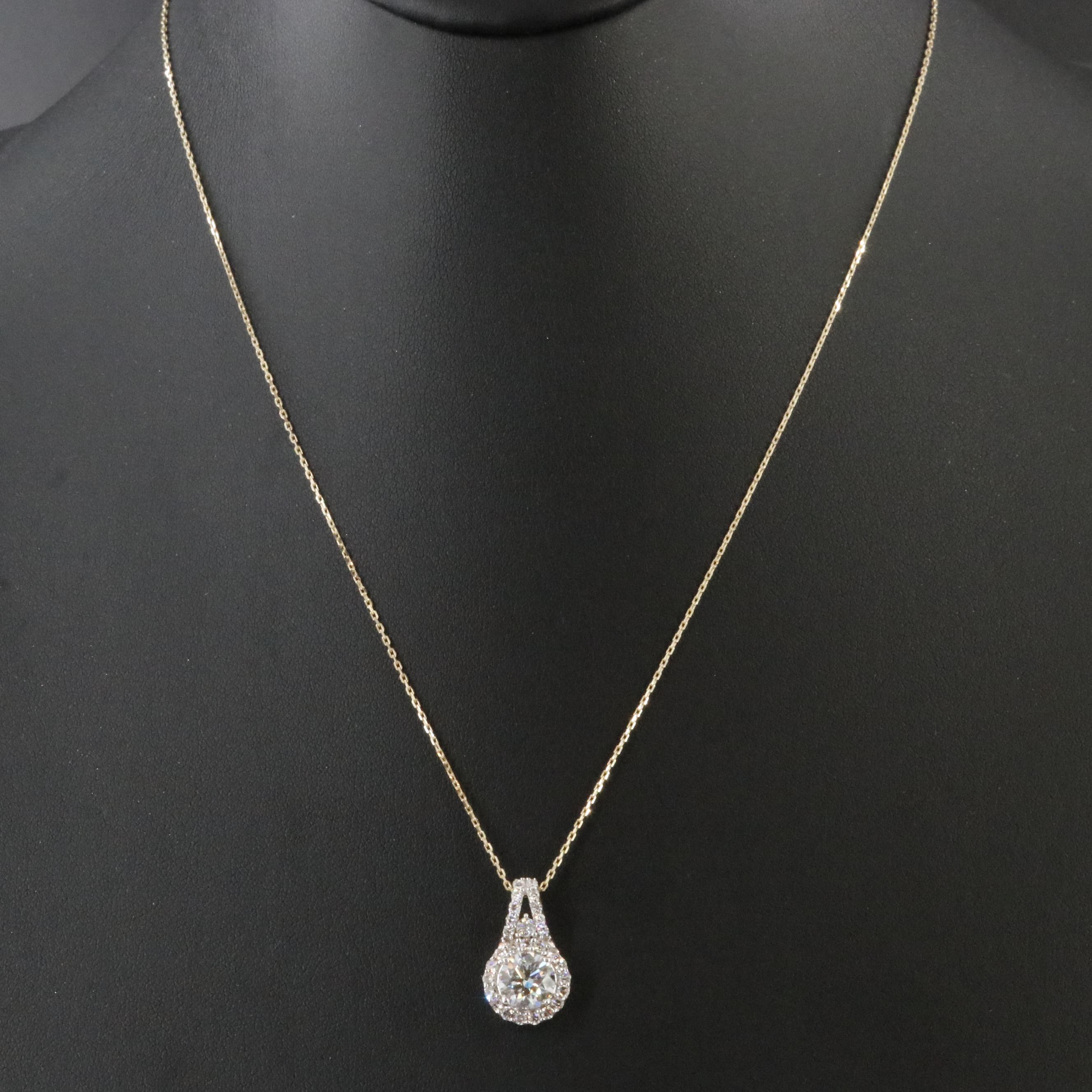 14K 2.05 CTW Lab Grown Diamond Pendant Necklace with Online GIA Report