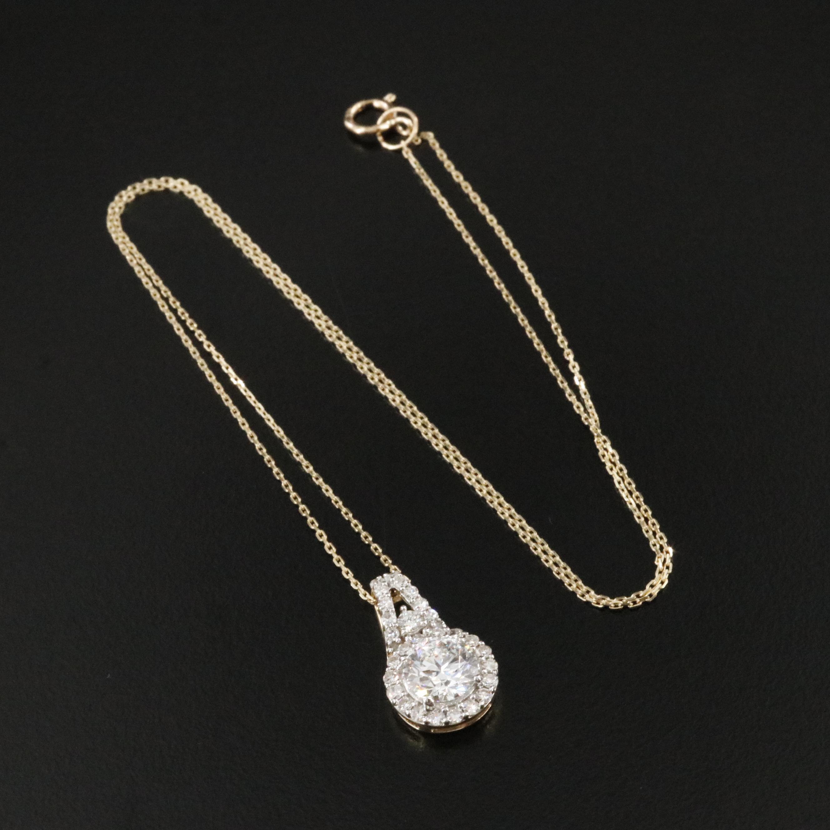 14K 2.05 CTW Lab Grown Diamond Pendant Necklace with Online GIA Report