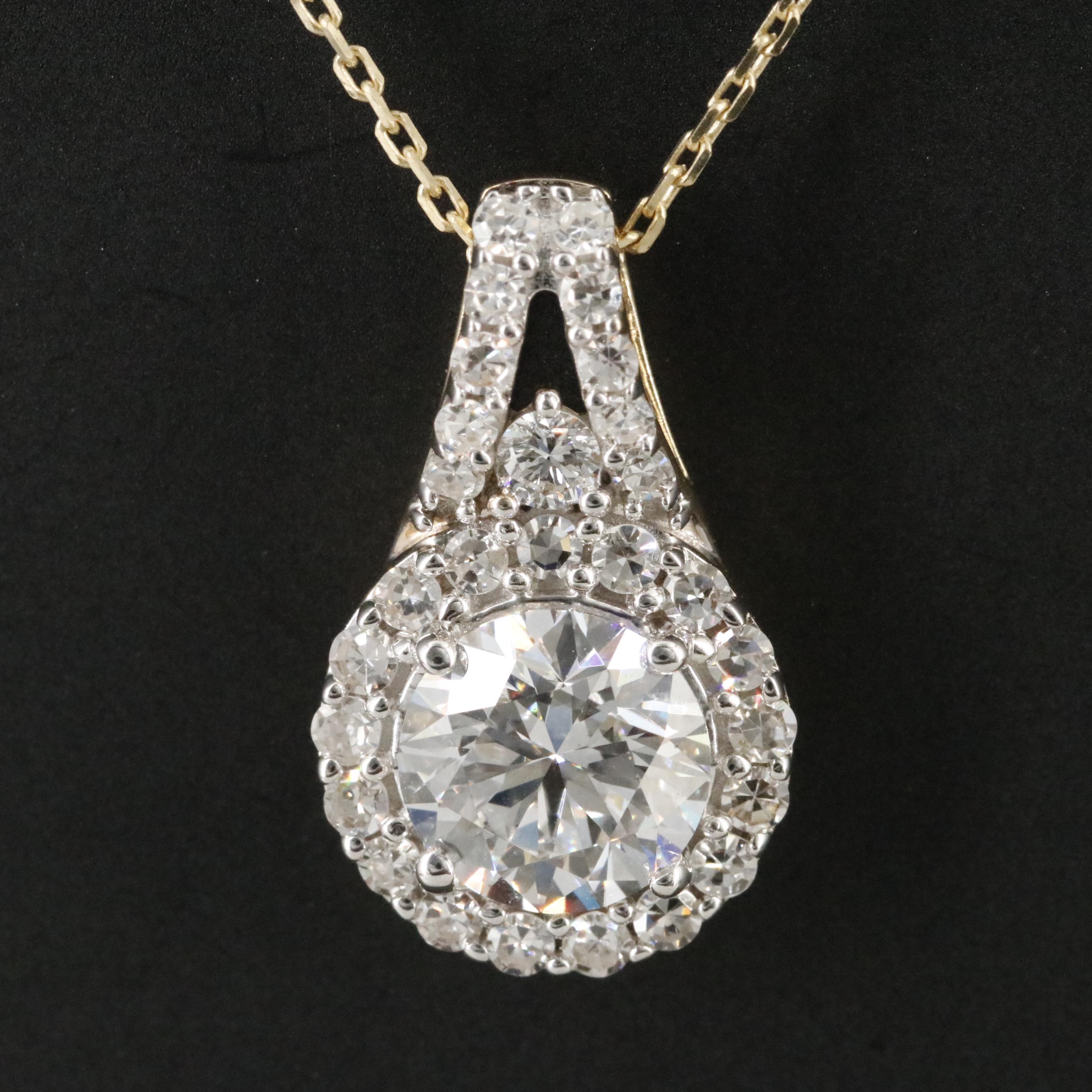 14K 2.05 CTW Lab Grown Diamond Pendant Necklace with Online GIA Report