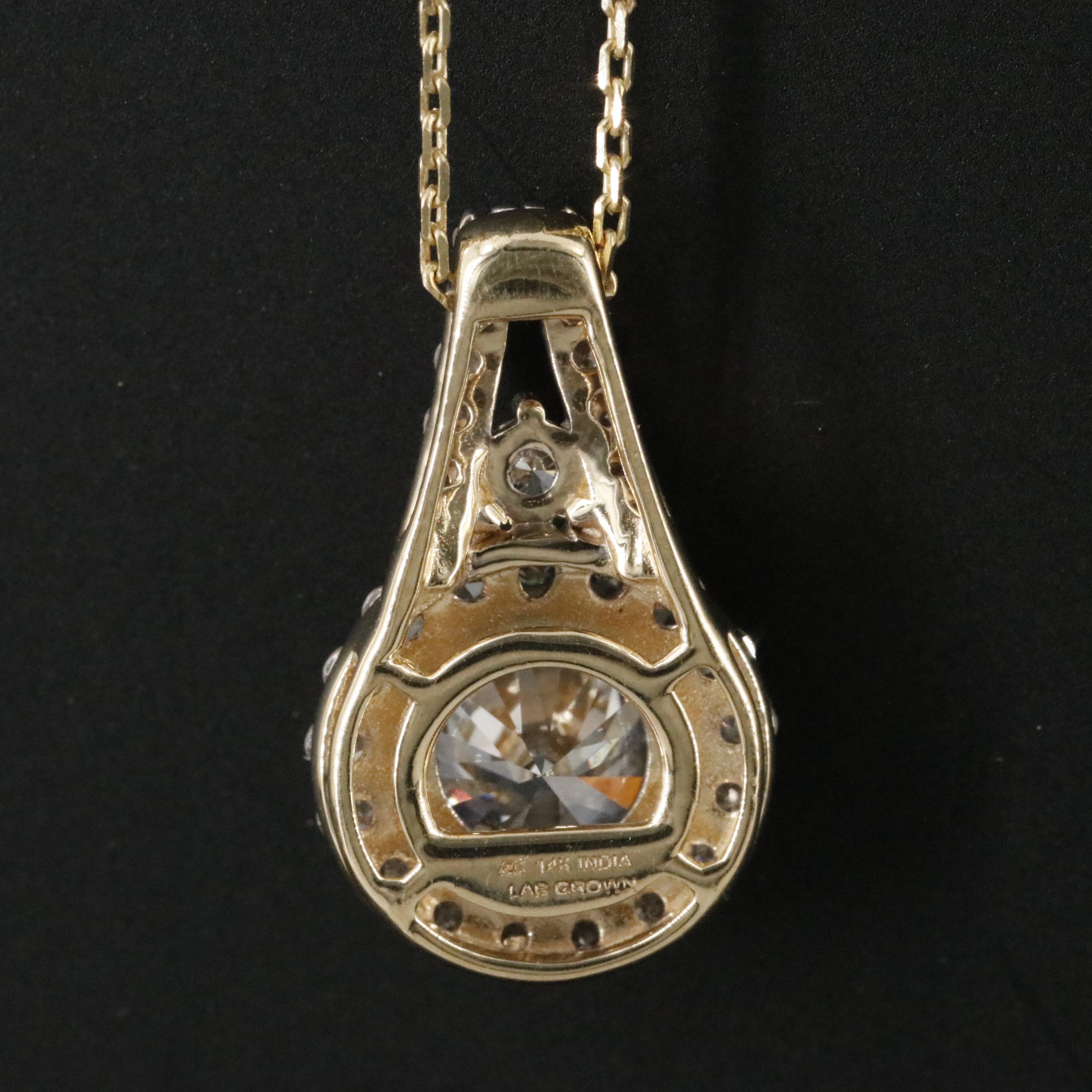 14K 2.05 CTW Lab Grown Diamond Pendant Necklace with Online GIA Report