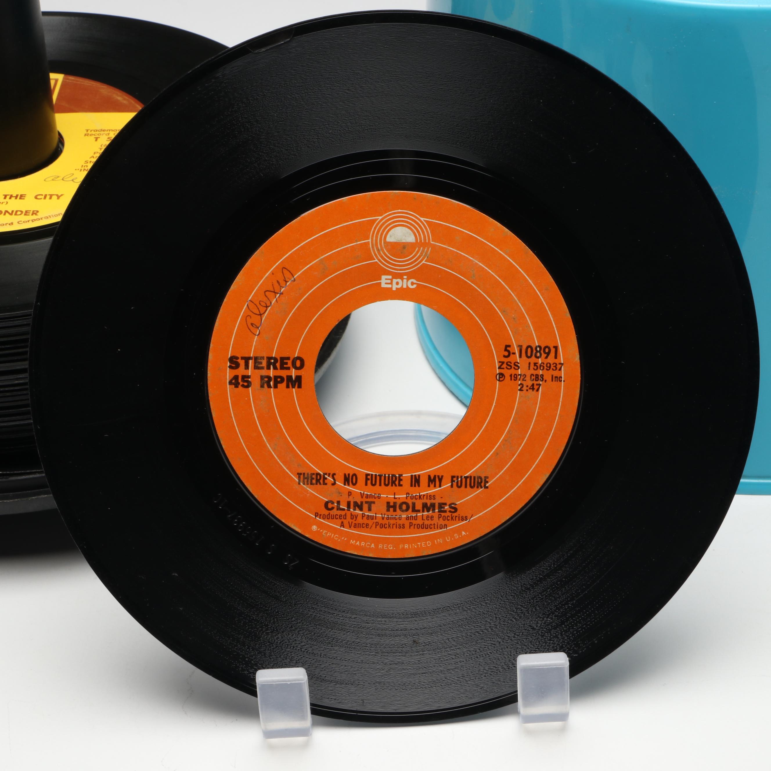 Joan Baez, Stevie Wonder and More 7" Records in Disk-Go-Case Carrying Case