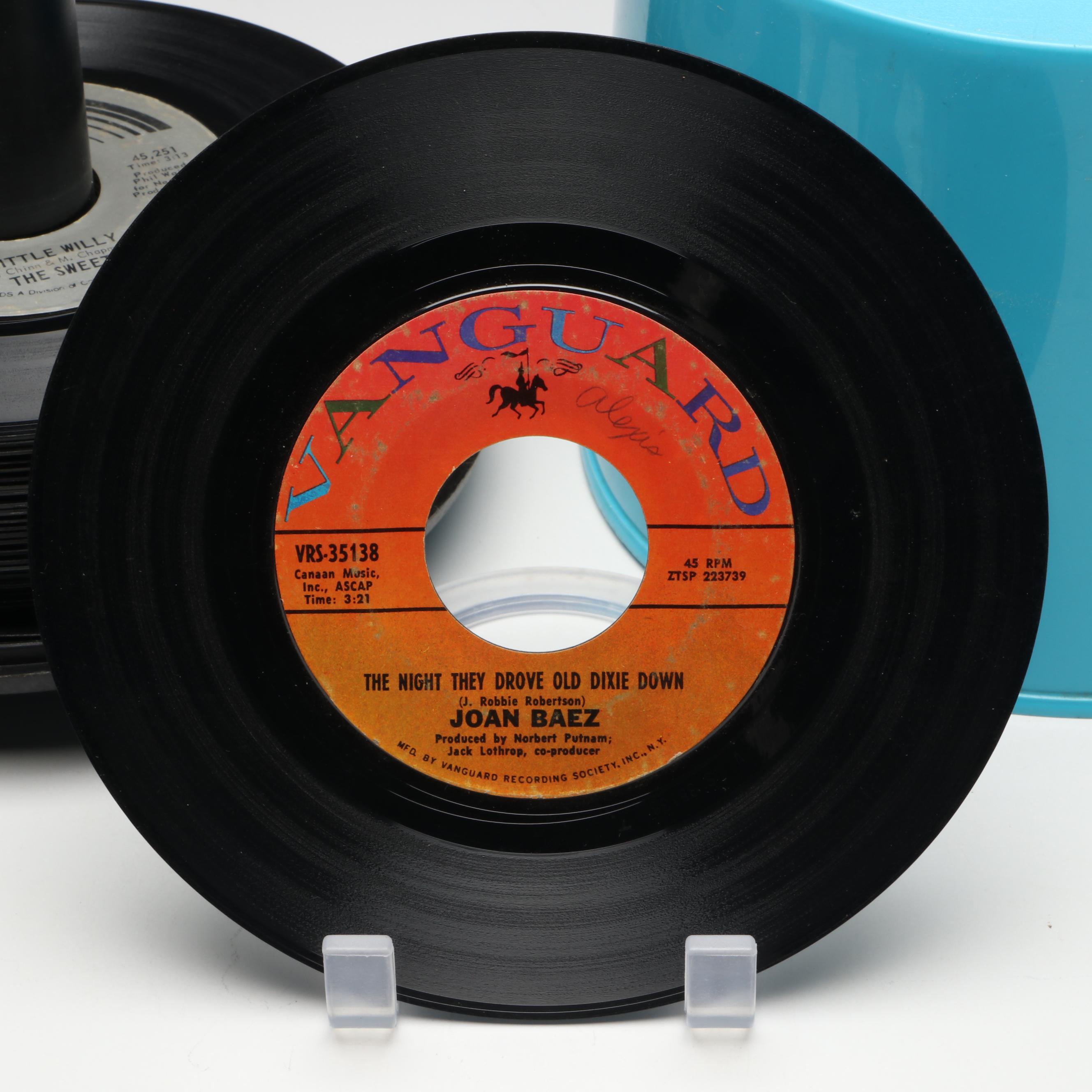 Joan Baez, Stevie Wonder and More 7" Records in Disk-Go-Case Carrying Case