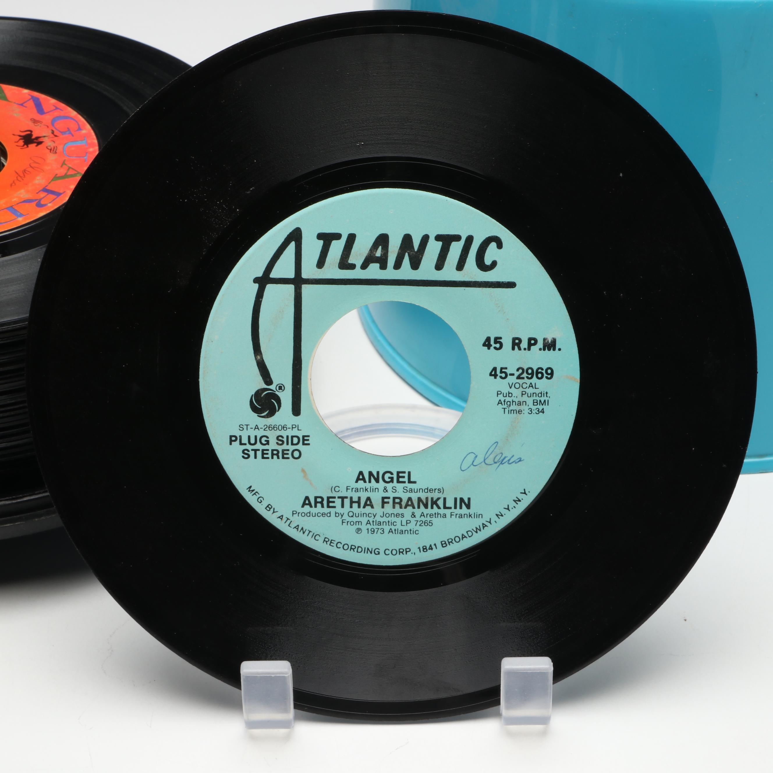 Joan Baez, Stevie Wonder and More 7" Records in Disk-Go-Case Carrying Case