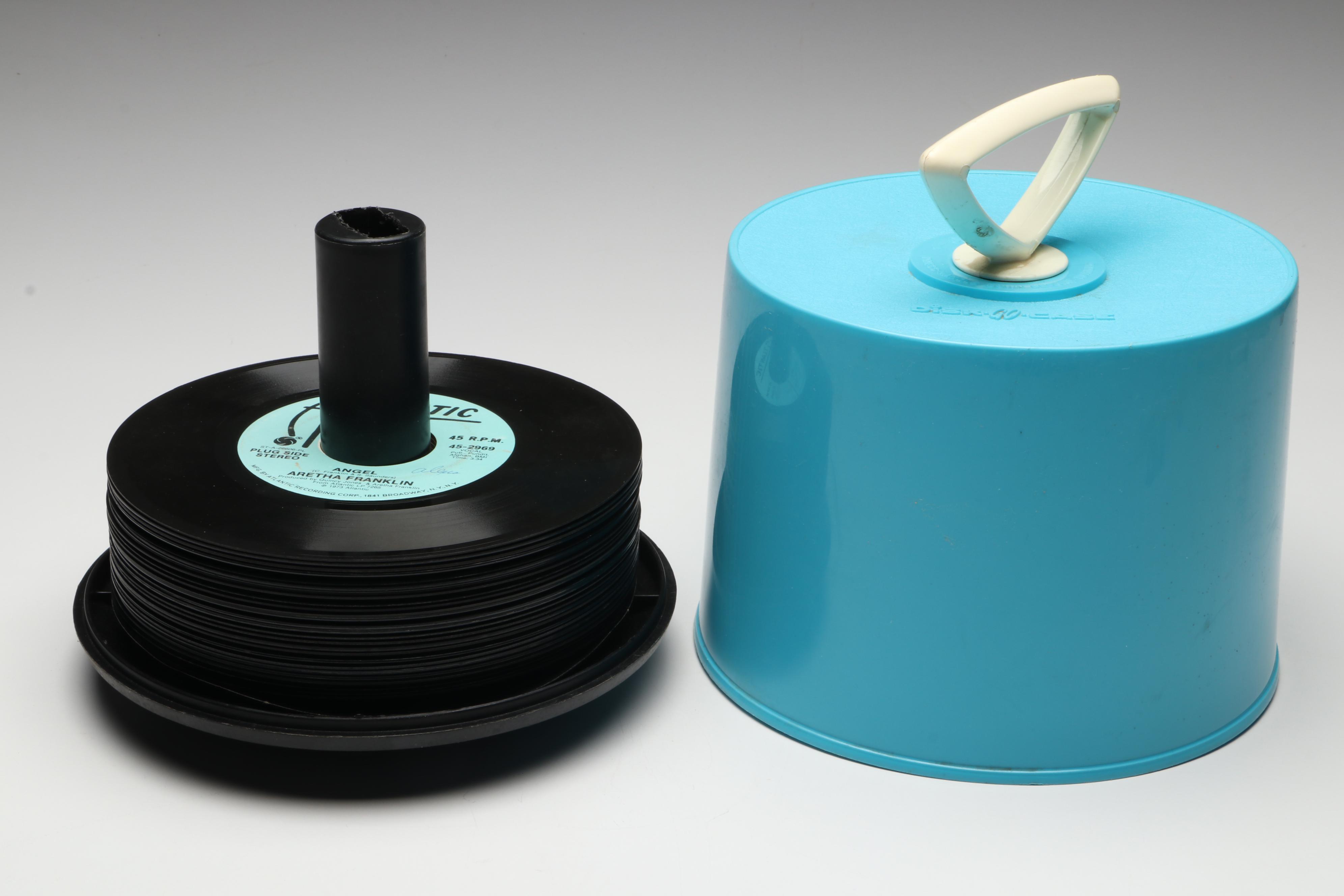 Joan Baez, Stevie Wonder and More 7" Records in Disk-Go-Case Carrying Case