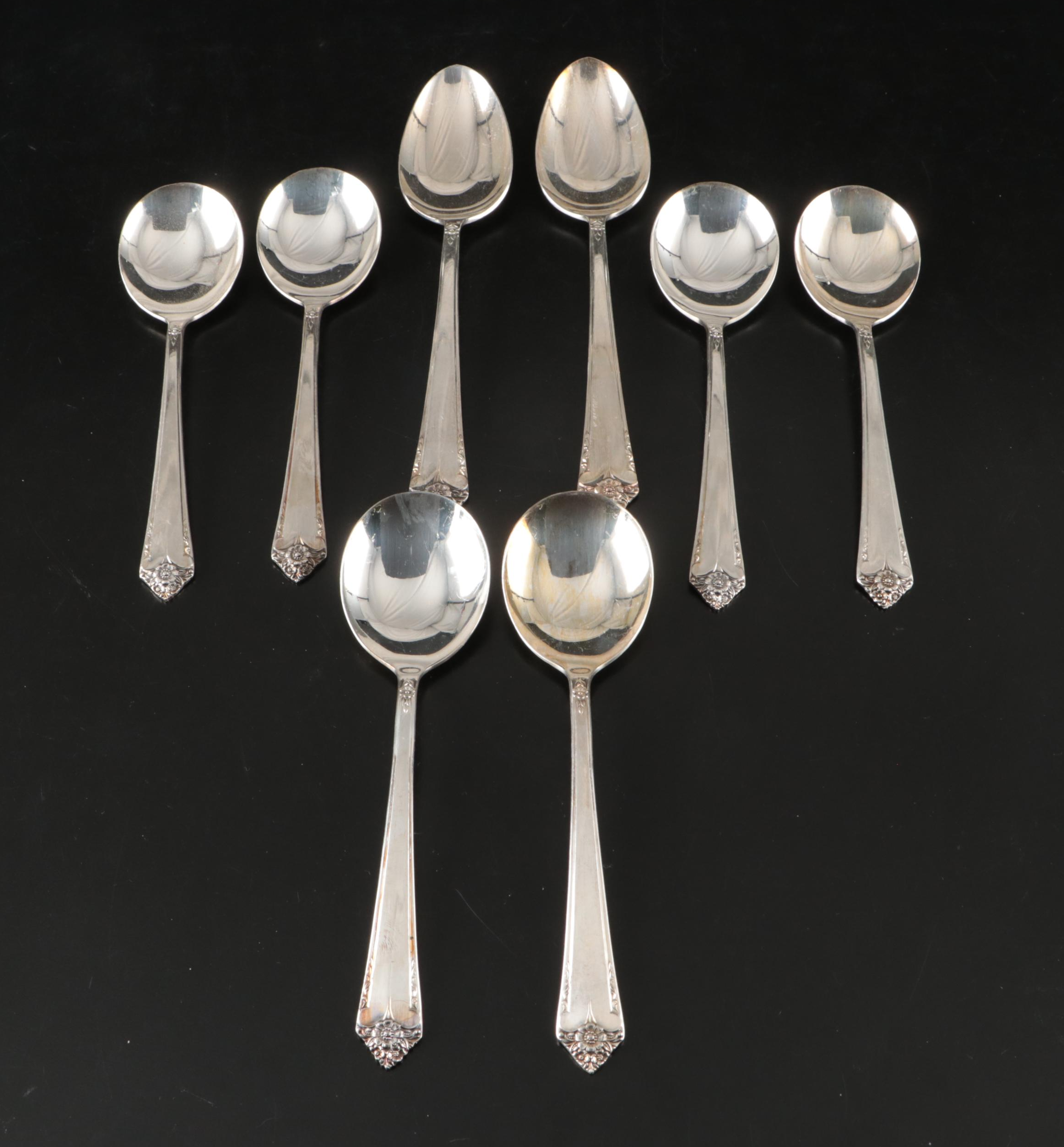 Rogers & Bro. Silver Plate Flatware with Wood Handled Knives