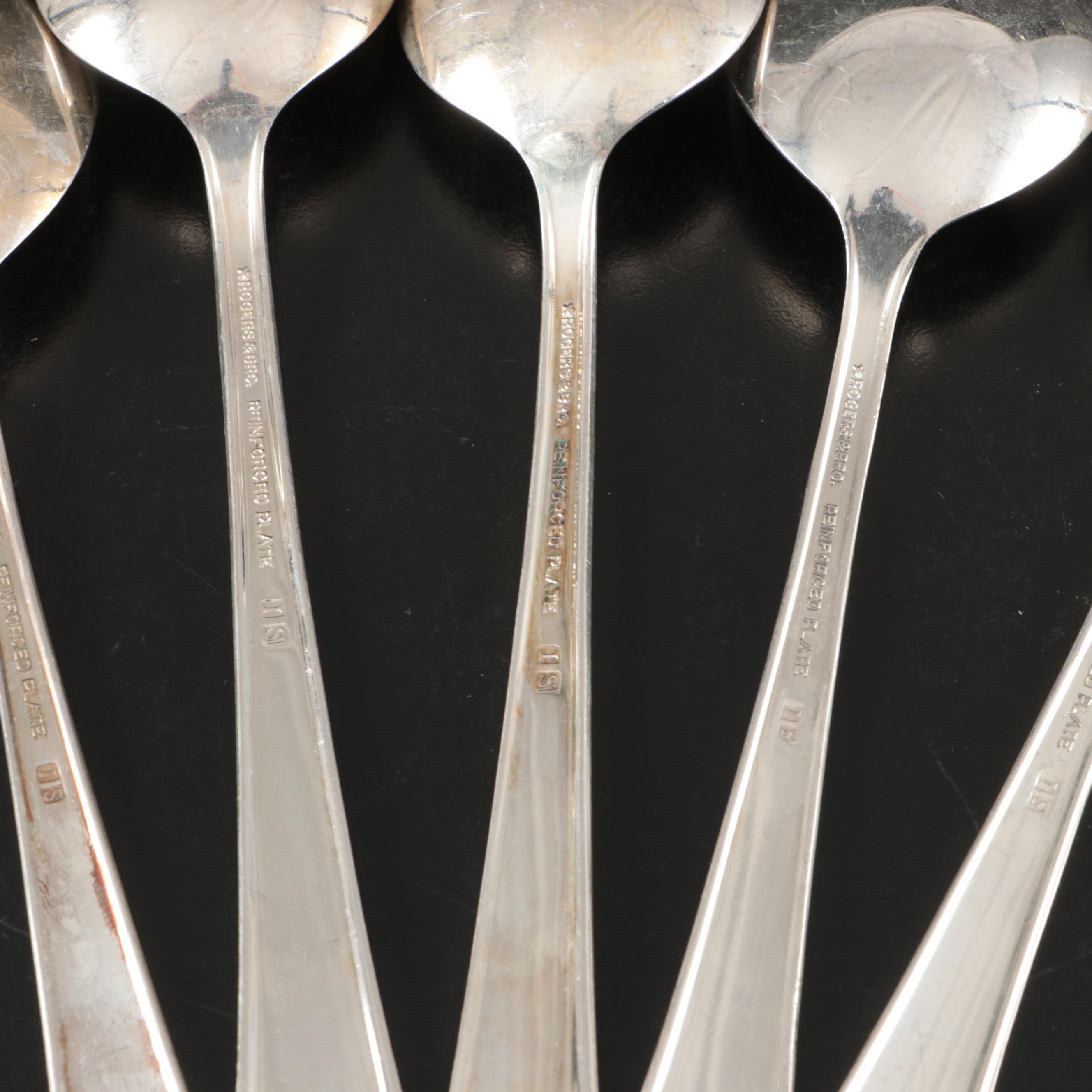 Rogers & Bro. Silver Plate Flatware with Wood Handled Knives