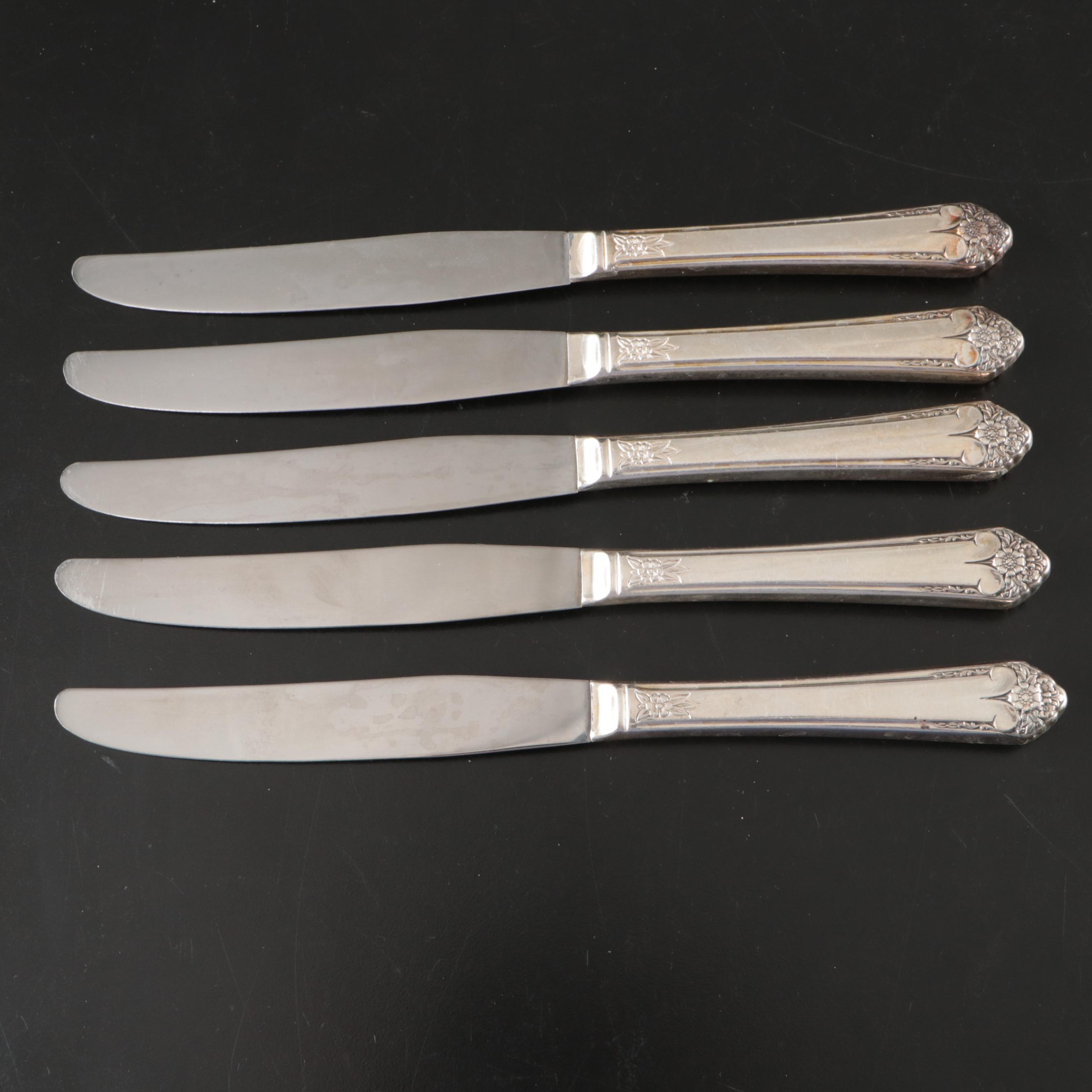Rogers & Bro. Silver Plate Flatware with Wood Handled Knives