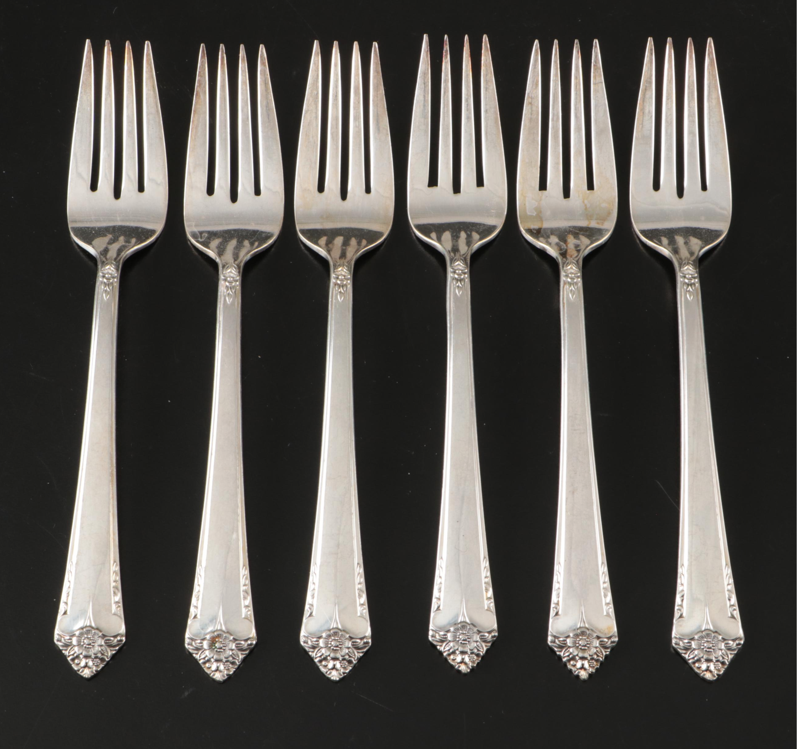 Rogers & Bro. Silver Plate Flatware with Wood Handled Knives