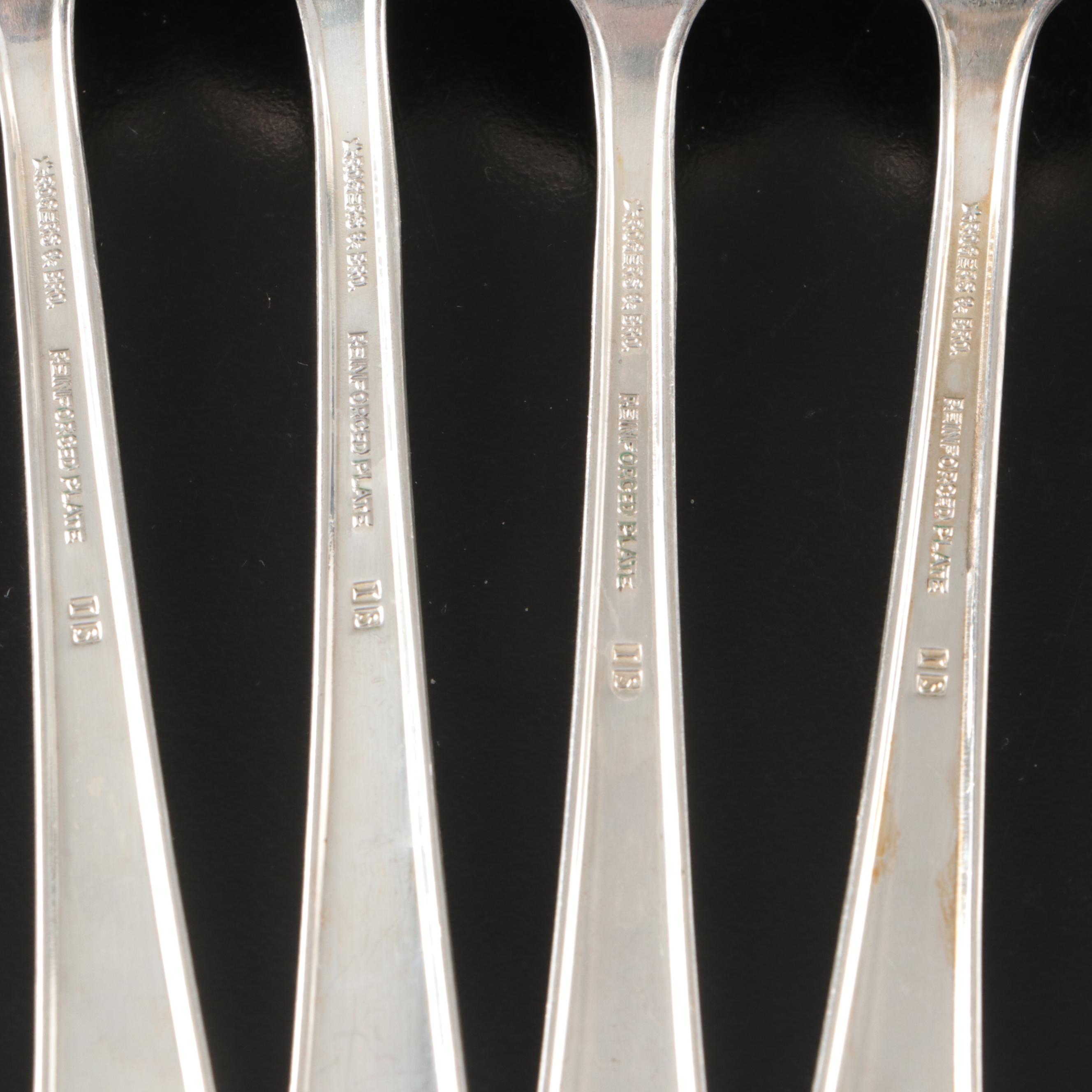 Rogers & Bro. Silver Plate Flatware with Wood Handled Knives