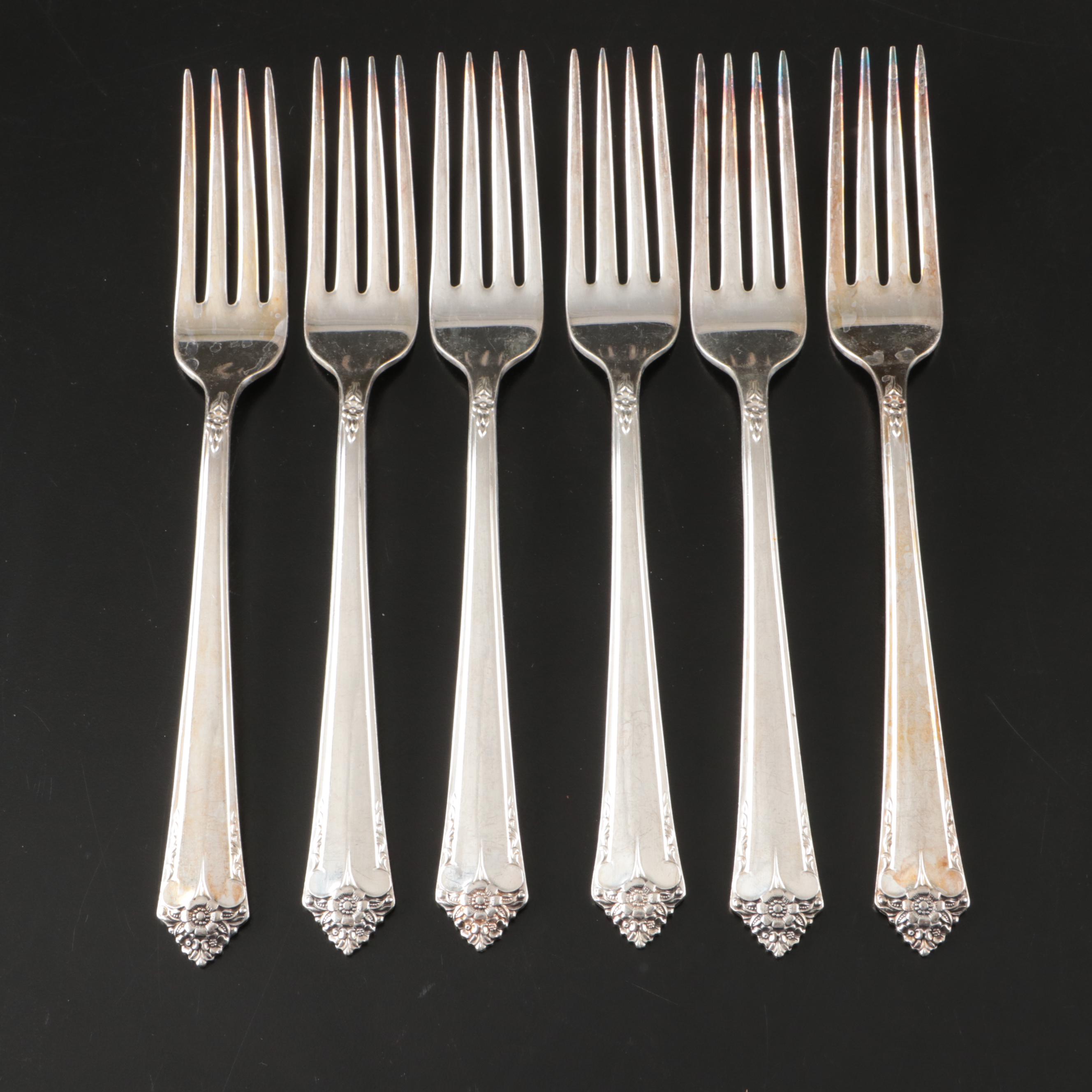 Rogers & Bro. Silver Plate Flatware with Wood Handled Knives