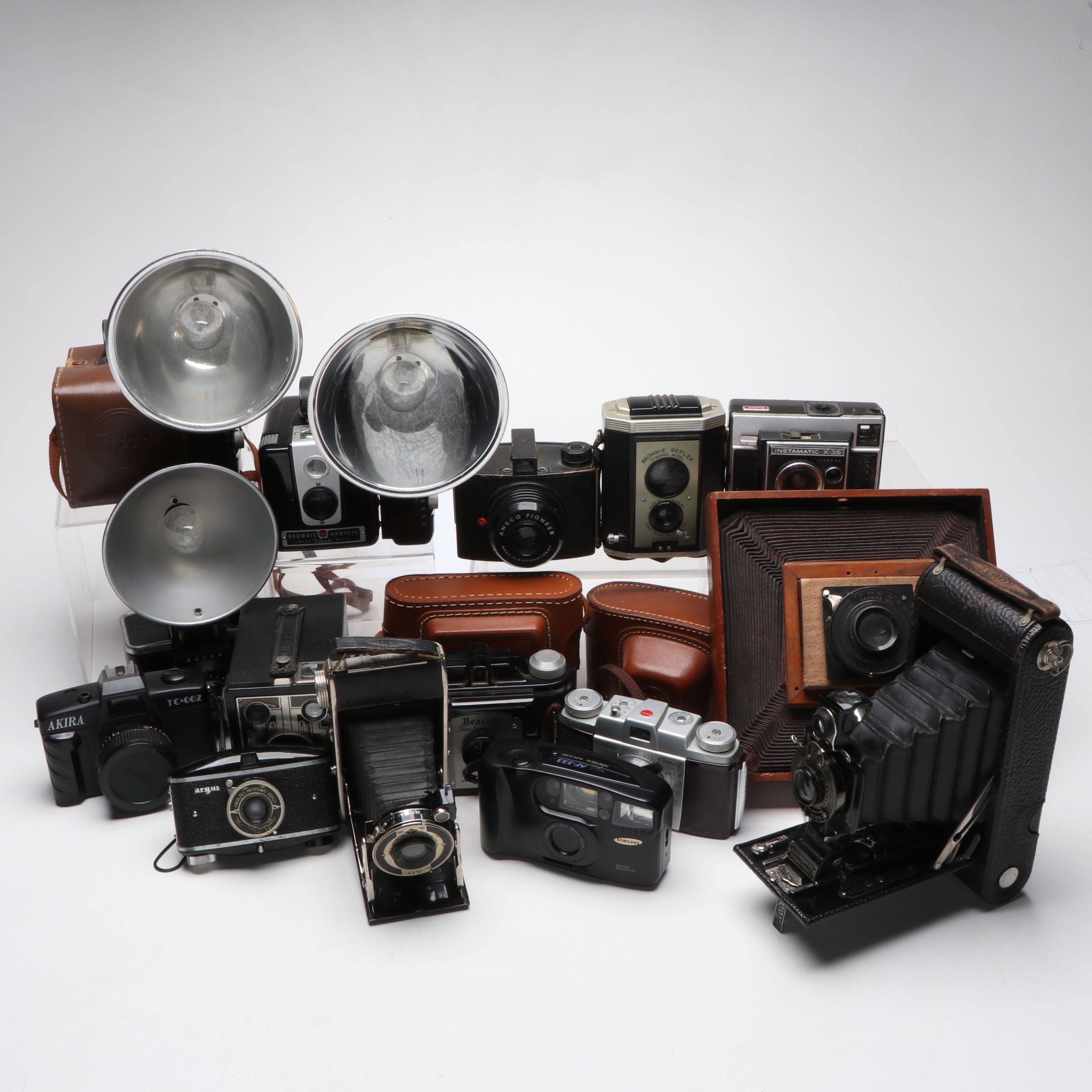 Brownie Reflex Synchro Model Camera and More Vintage Cameras with Accessories