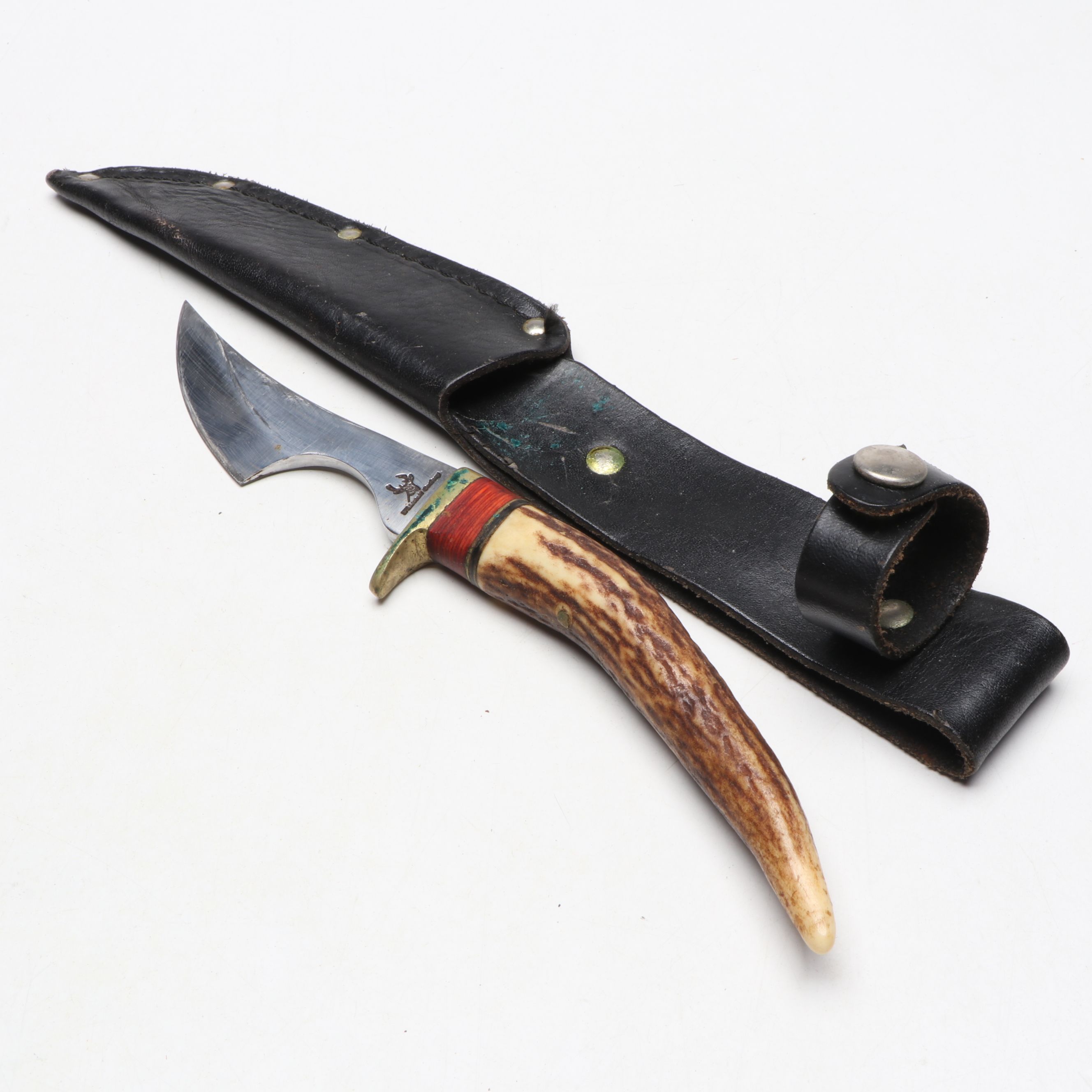 Obsidian Glass Flint Knapped Knife with Other Antler and Bone Handled Knives