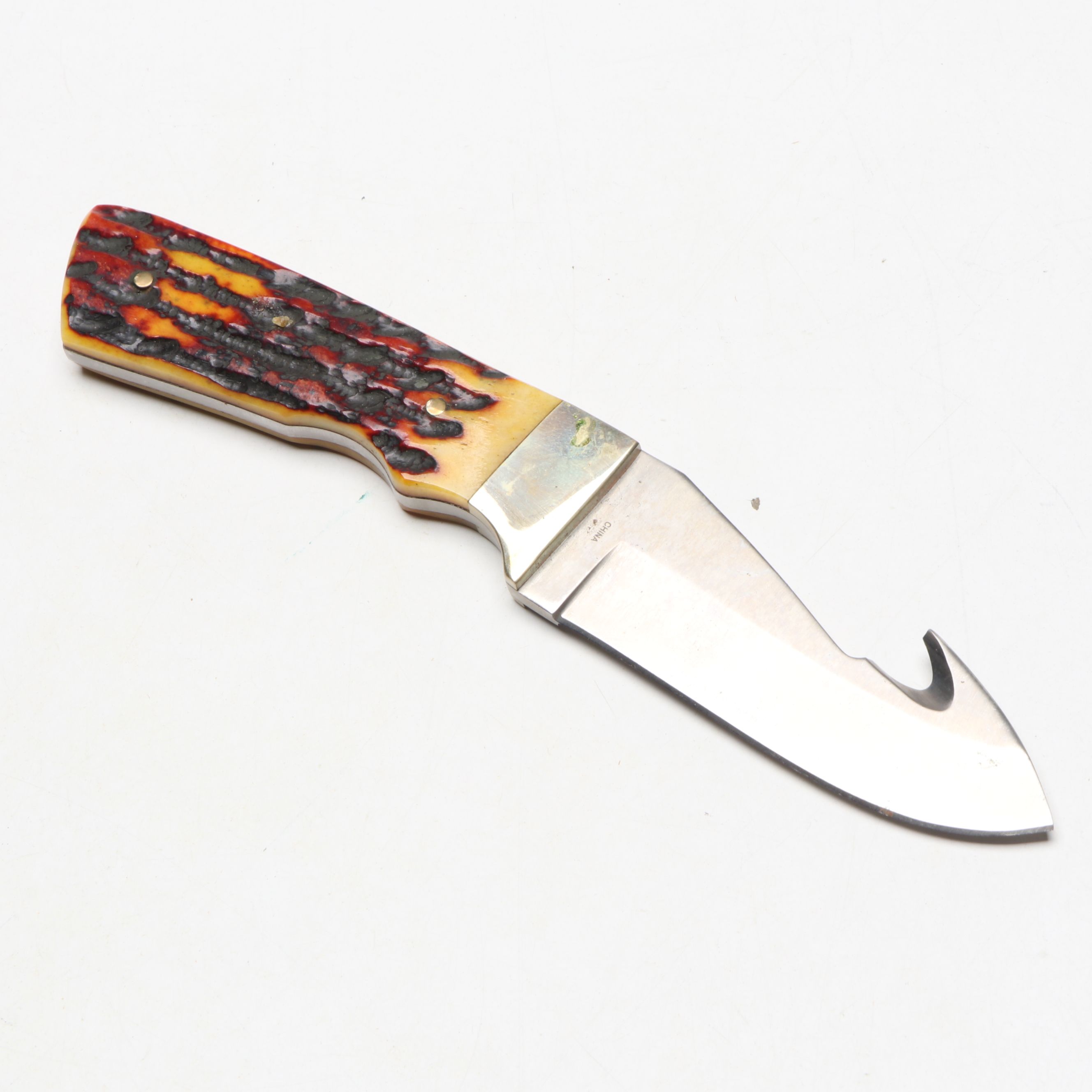 Obsidian Glass Flint Knapped Knife with Other Antler and Bone Handled Knives