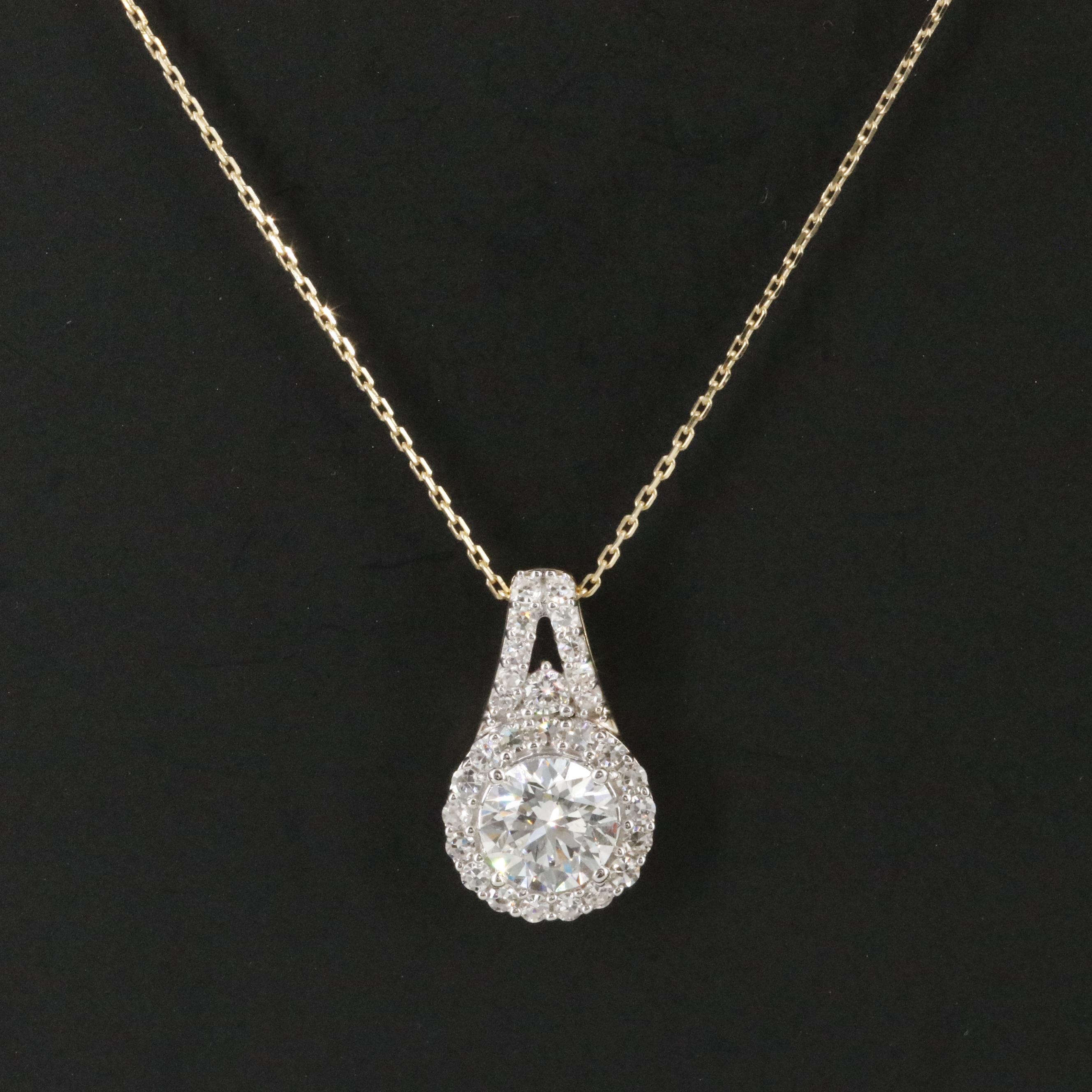 14K 2.03 CTW Lab Grown Diamond Pendant Necklace with Online GIA Report