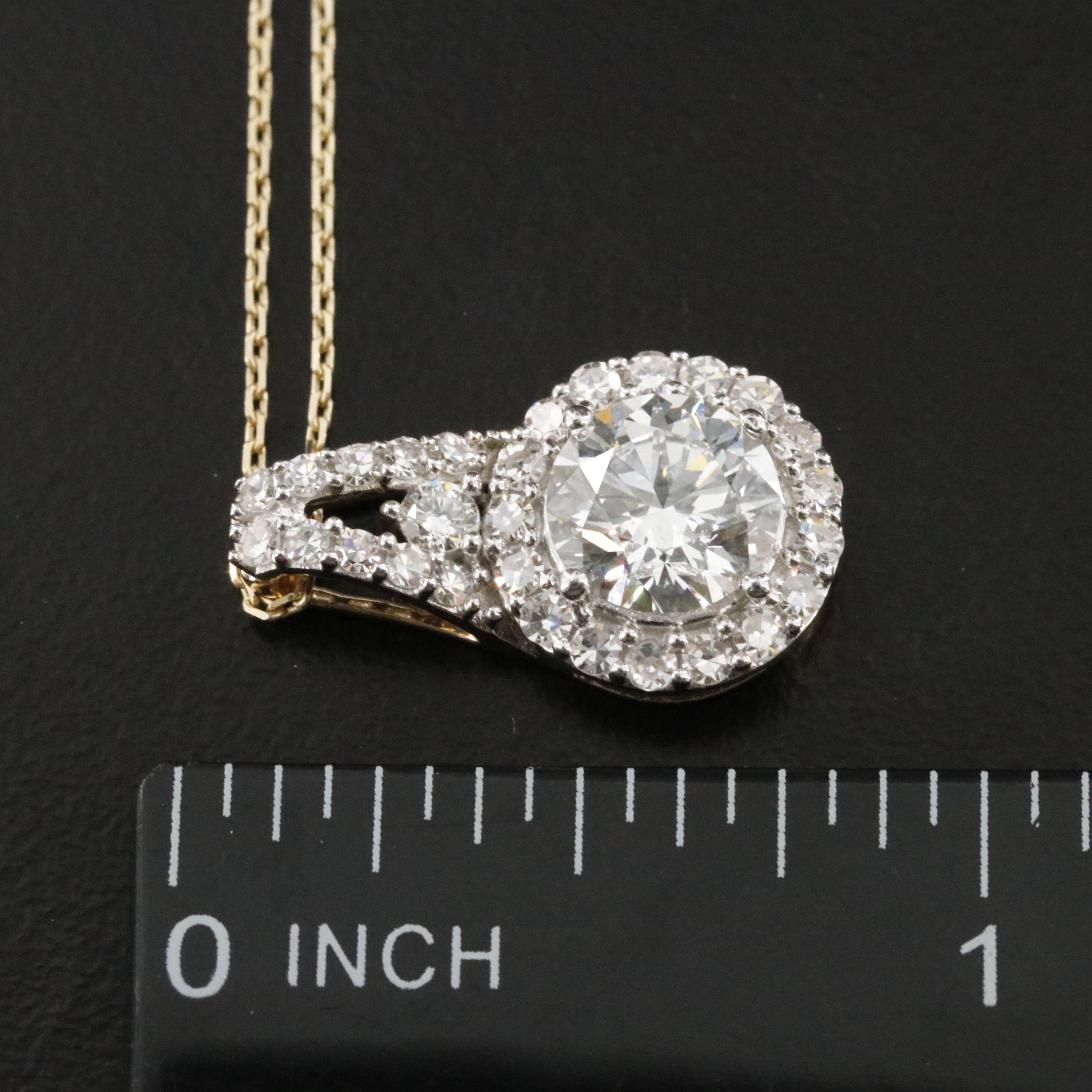14K 2.03 CTW Lab Grown Diamond Pendant Necklace with Online GIA Report