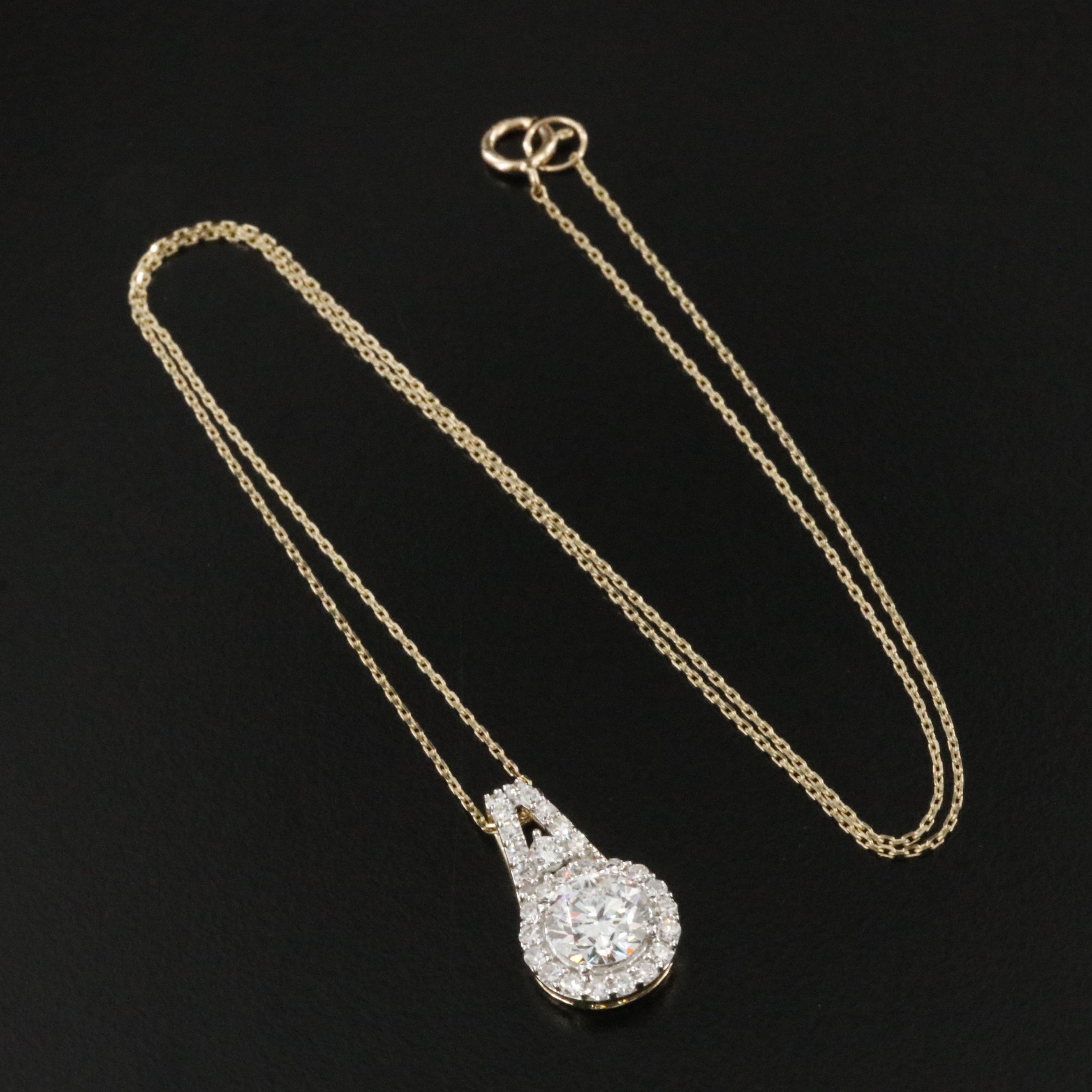 14K 2.03 CTW Lab Grown Diamond Pendant Necklace with Online GIA Report