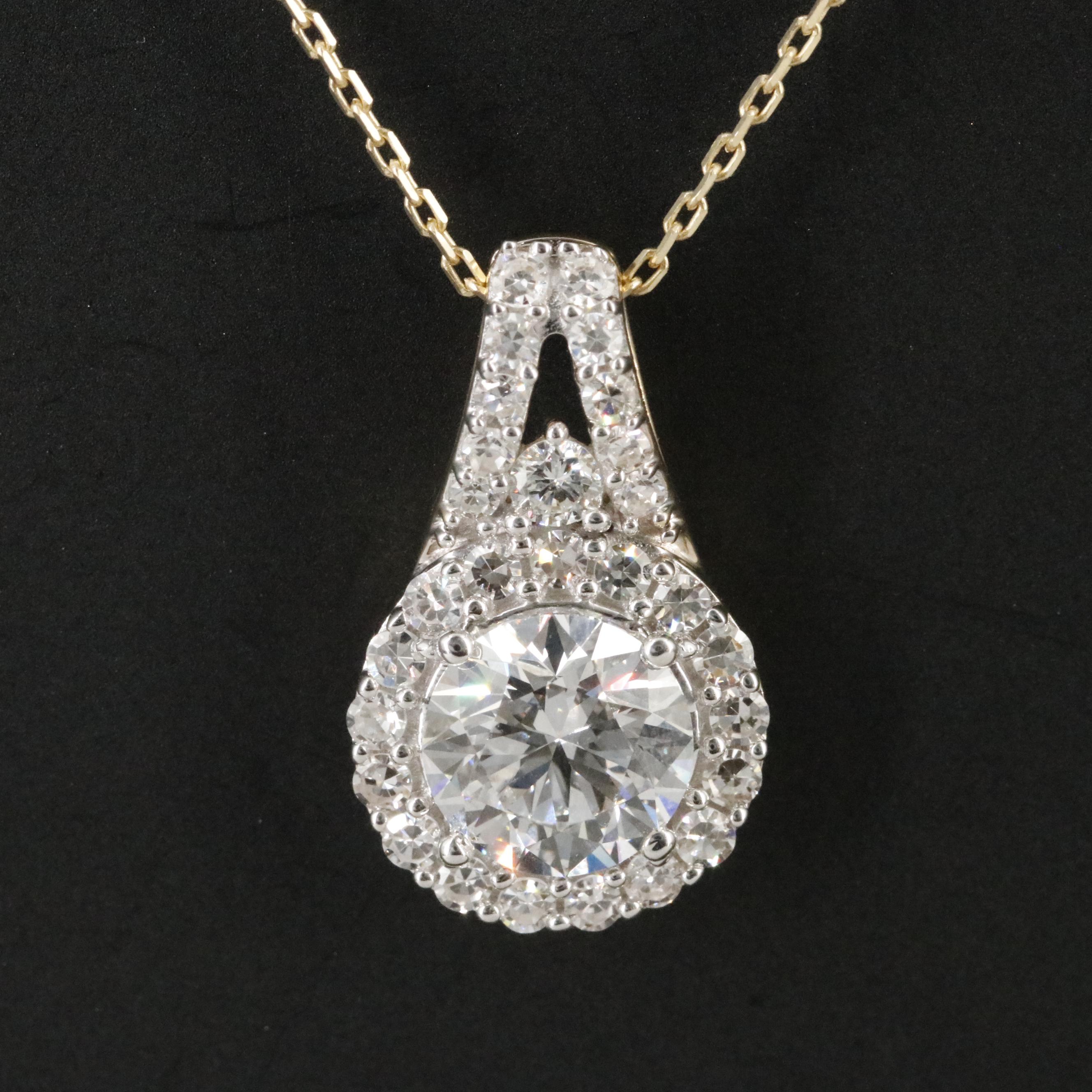14K 2.03 CTW Lab Grown Diamond Pendant Necklace with Online GIA Report