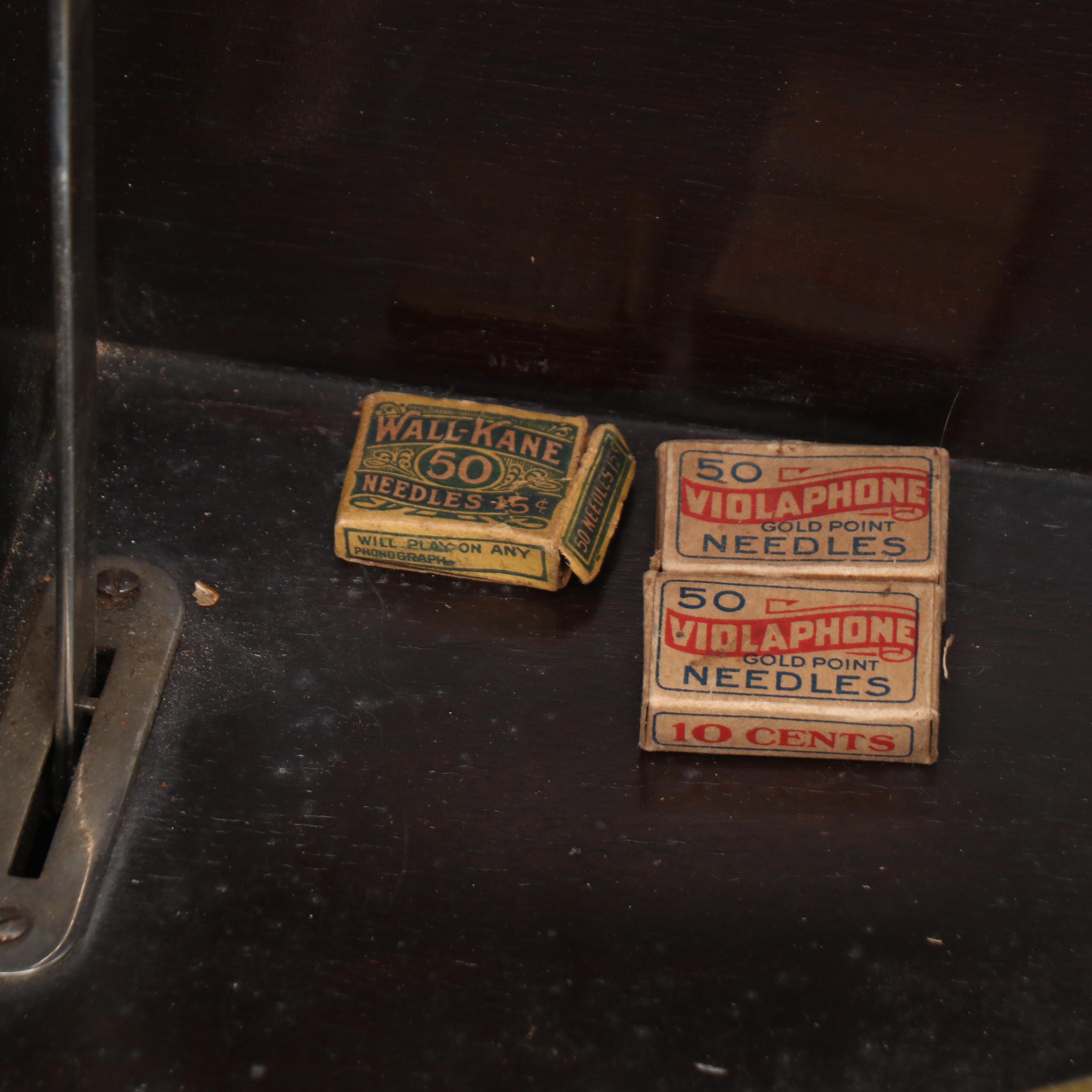 Kimball Walnut Cabinet Phonograph with Vinyl Records, Early 20th Century