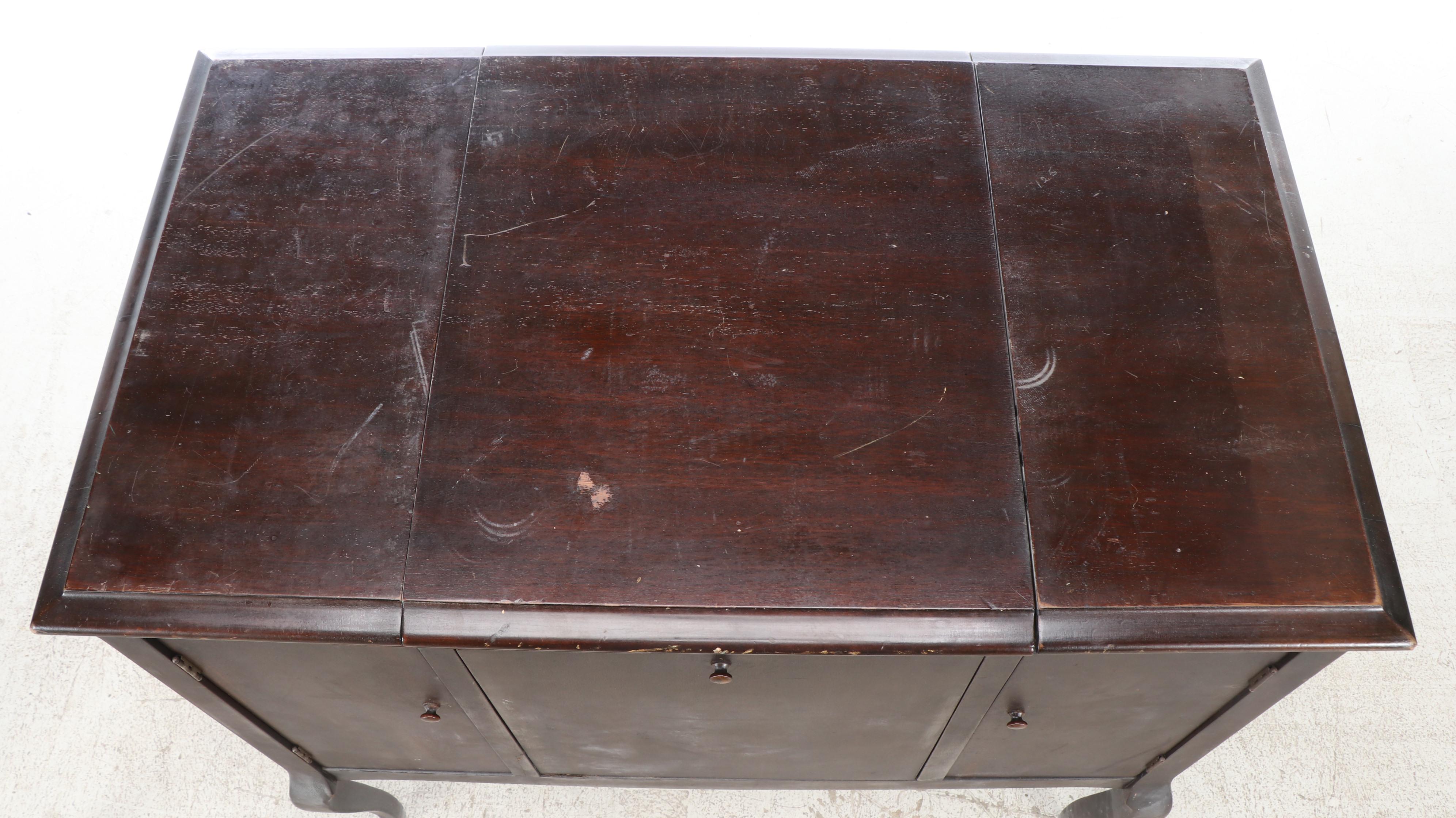 Kimball Walnut Cabinet Phonograph with Vinyl Records, Early 20th Century