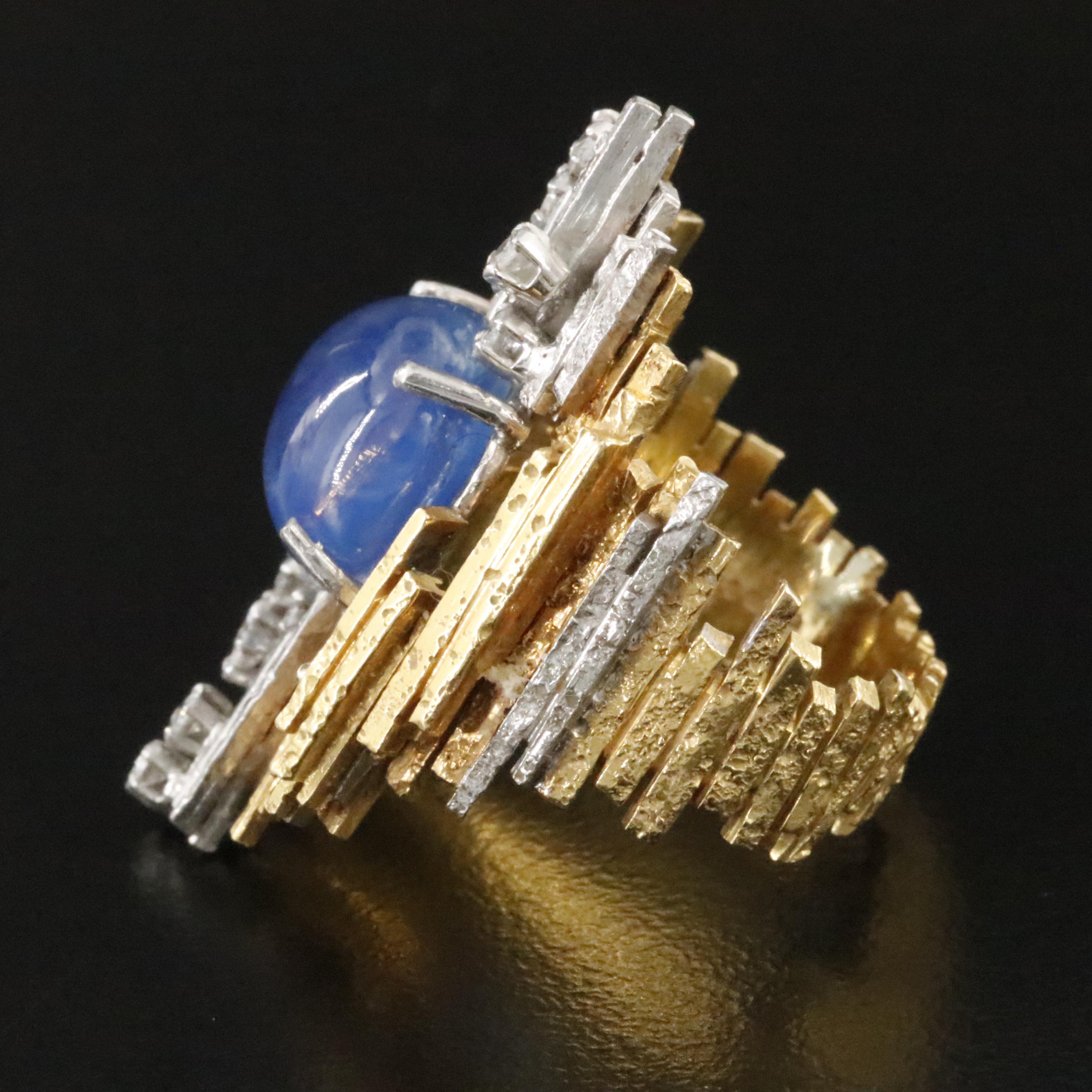 Charles de Temple 18K 8.46 CT Sapphire and Diamond Ring