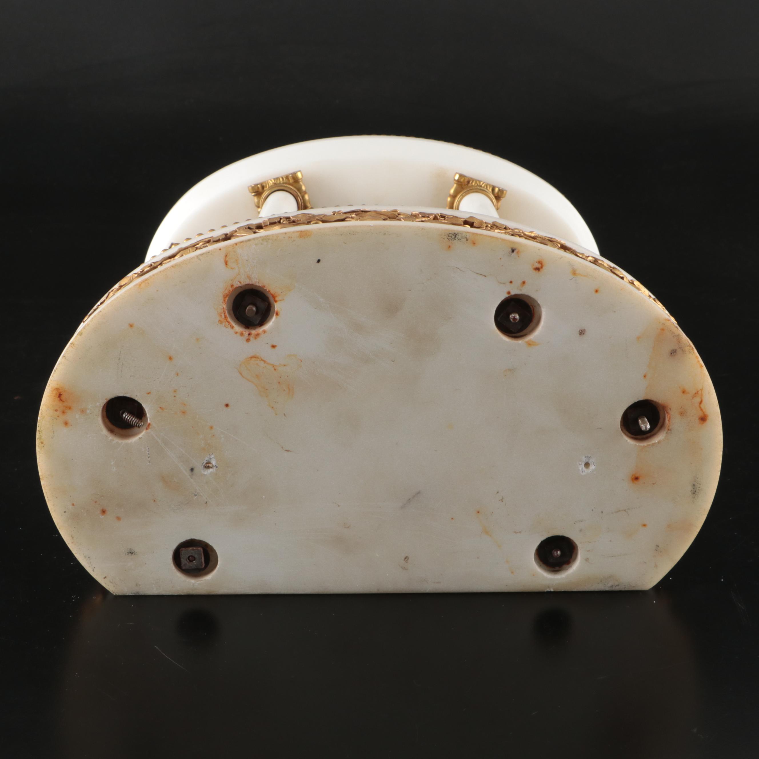 Davis Collamore & Co. Louis XVI Style Gilt Marble Columned Mantel Clock