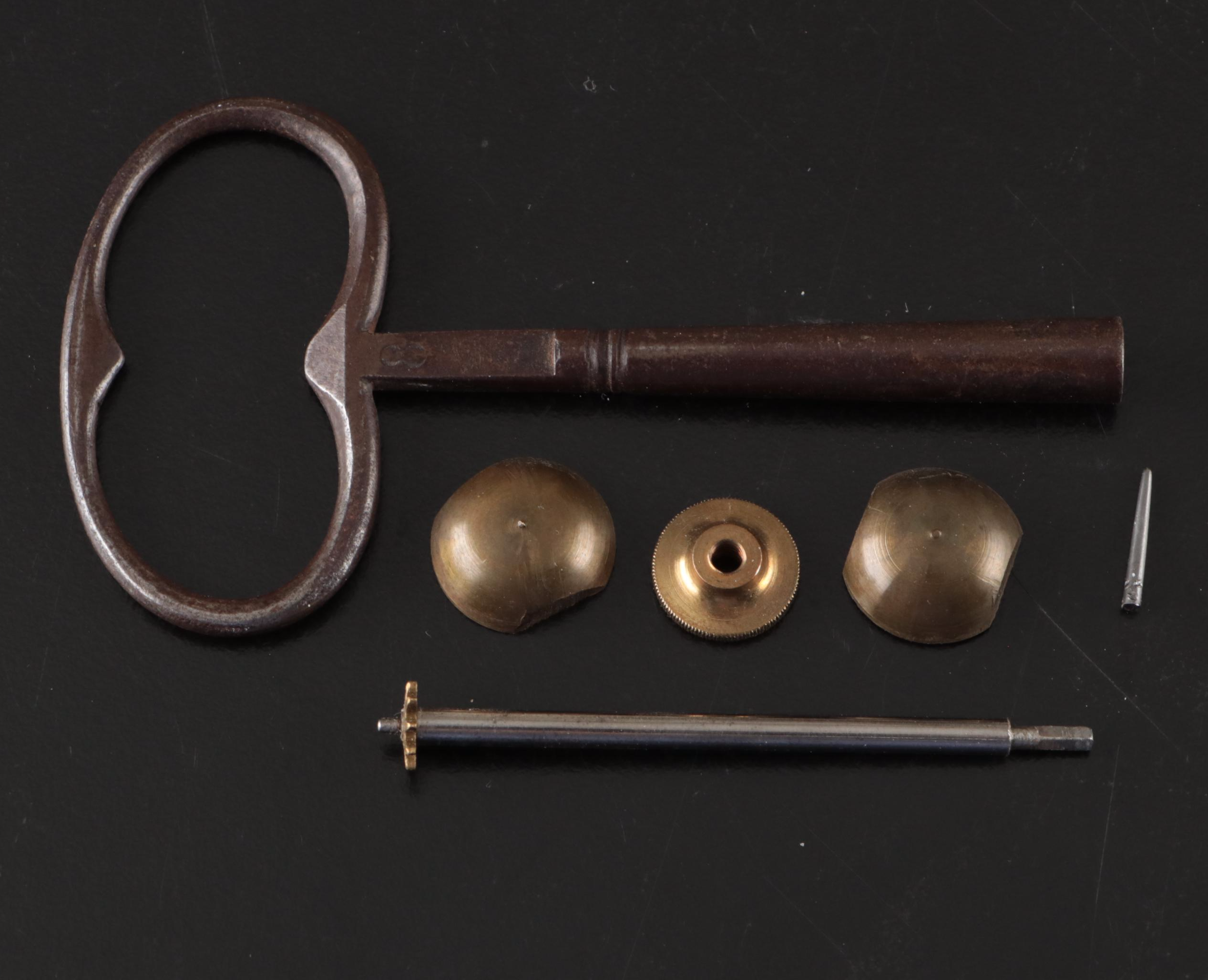 Davis Collamore & Co. Louis XVI Style Gilt Marble Columned Mantel Clock