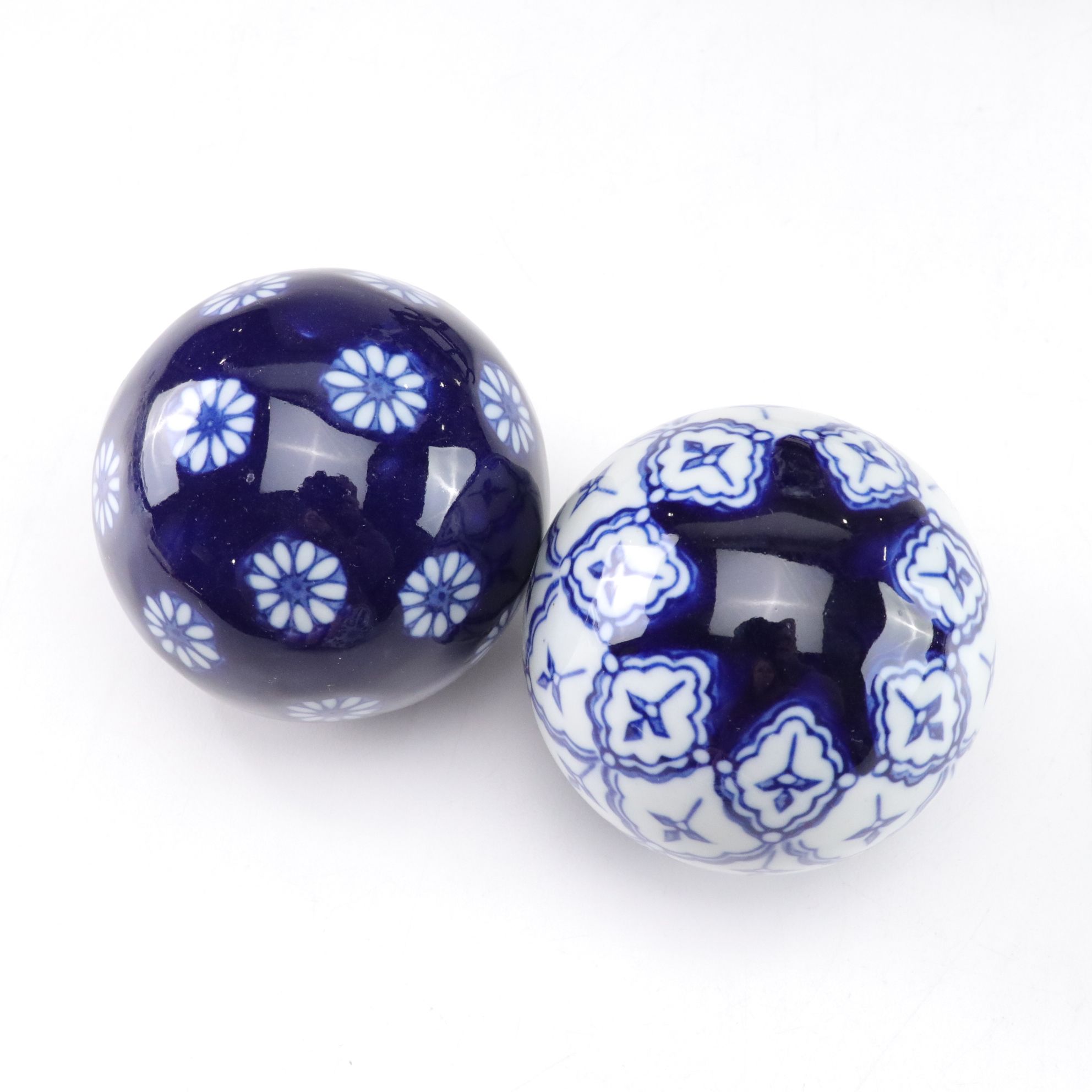 Chinese Blue and White Porcelain Coasters, Carpet Balls, and Decorative Egg
