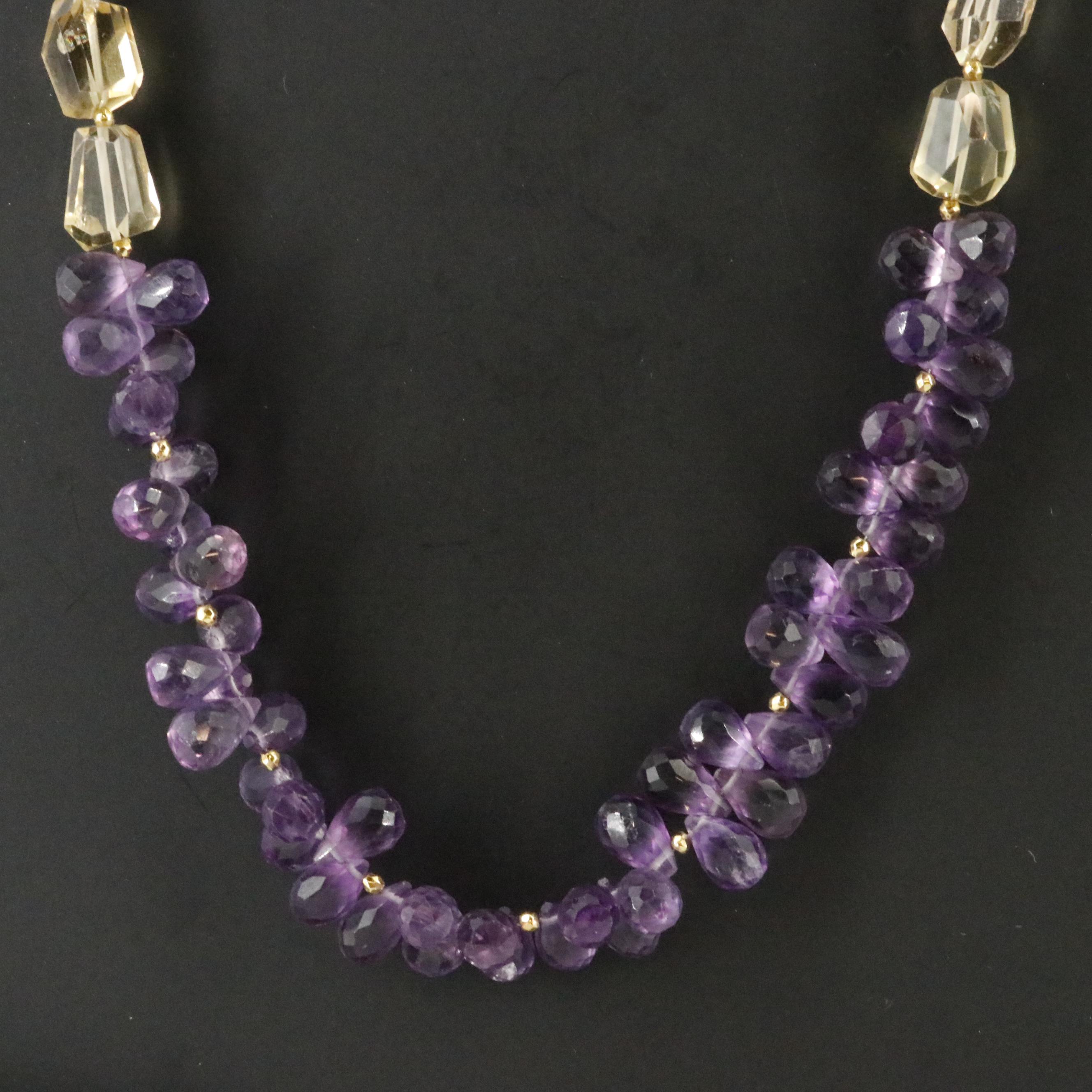 Sterling Amethyst and Citrine Bead Necklace