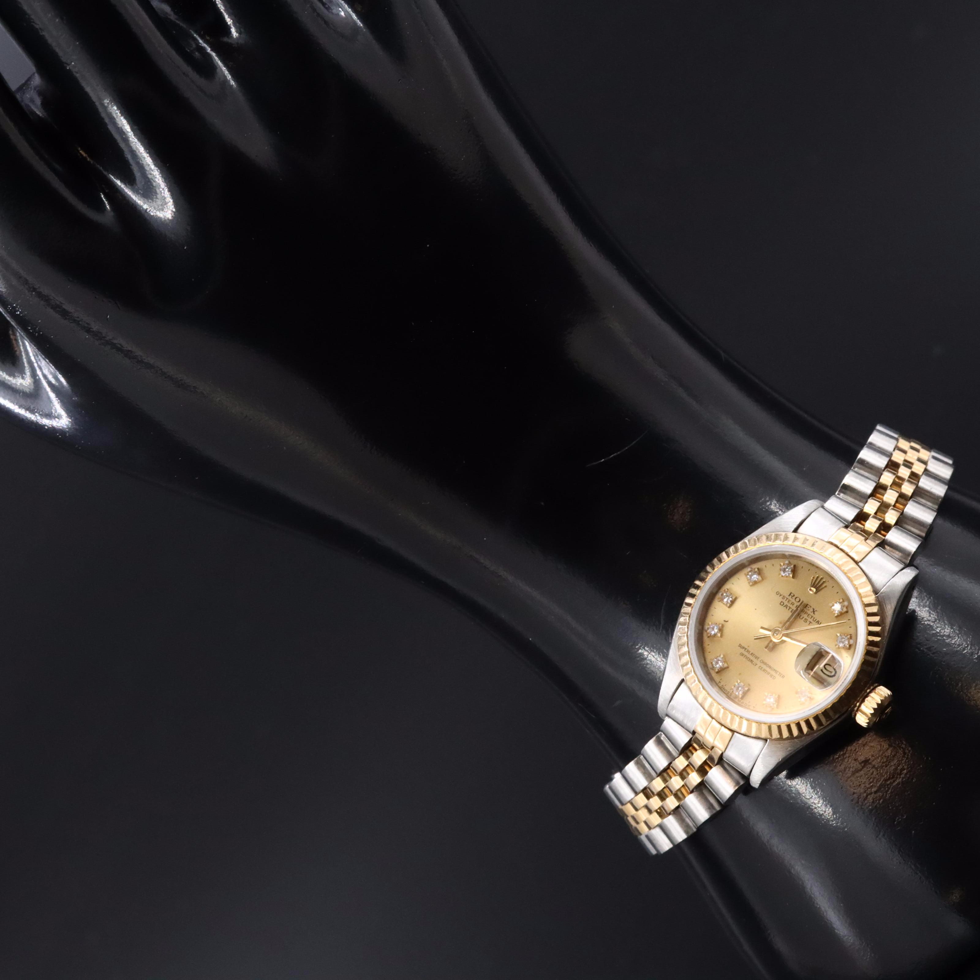 1990 Rolex Custom Diamond Dial Datejust Watch