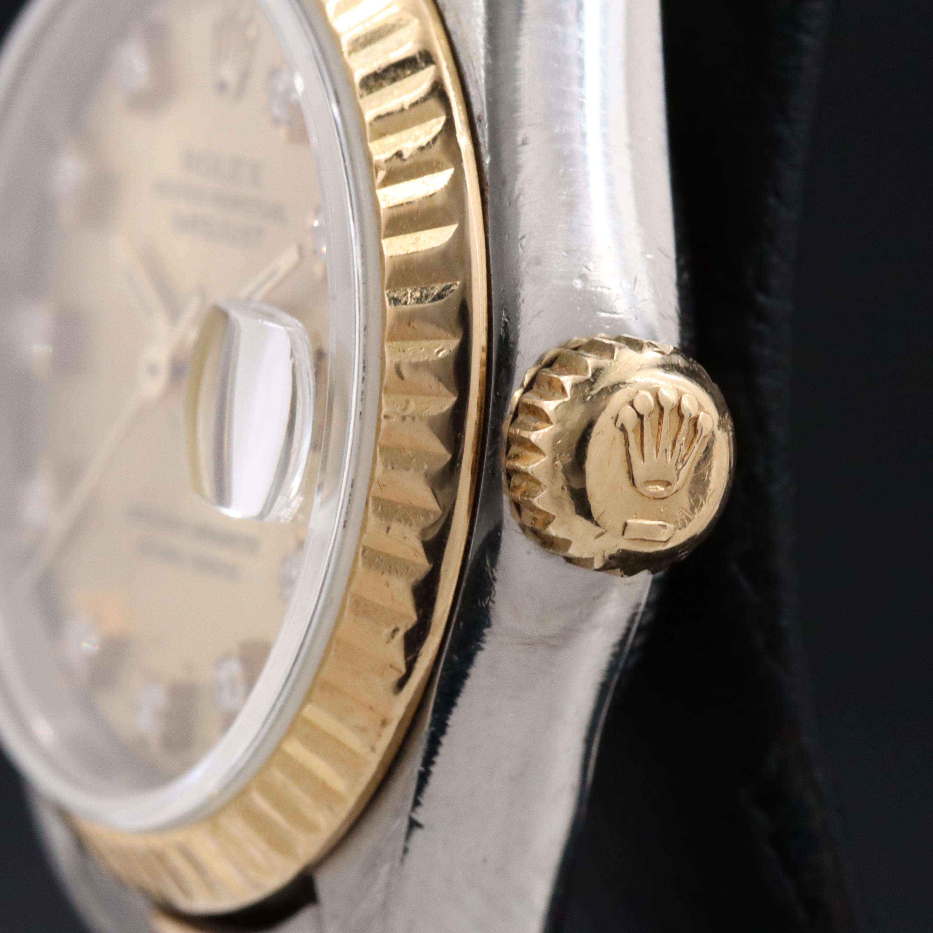 1990 Rolex Custom Diamond Dial Datejust Watch