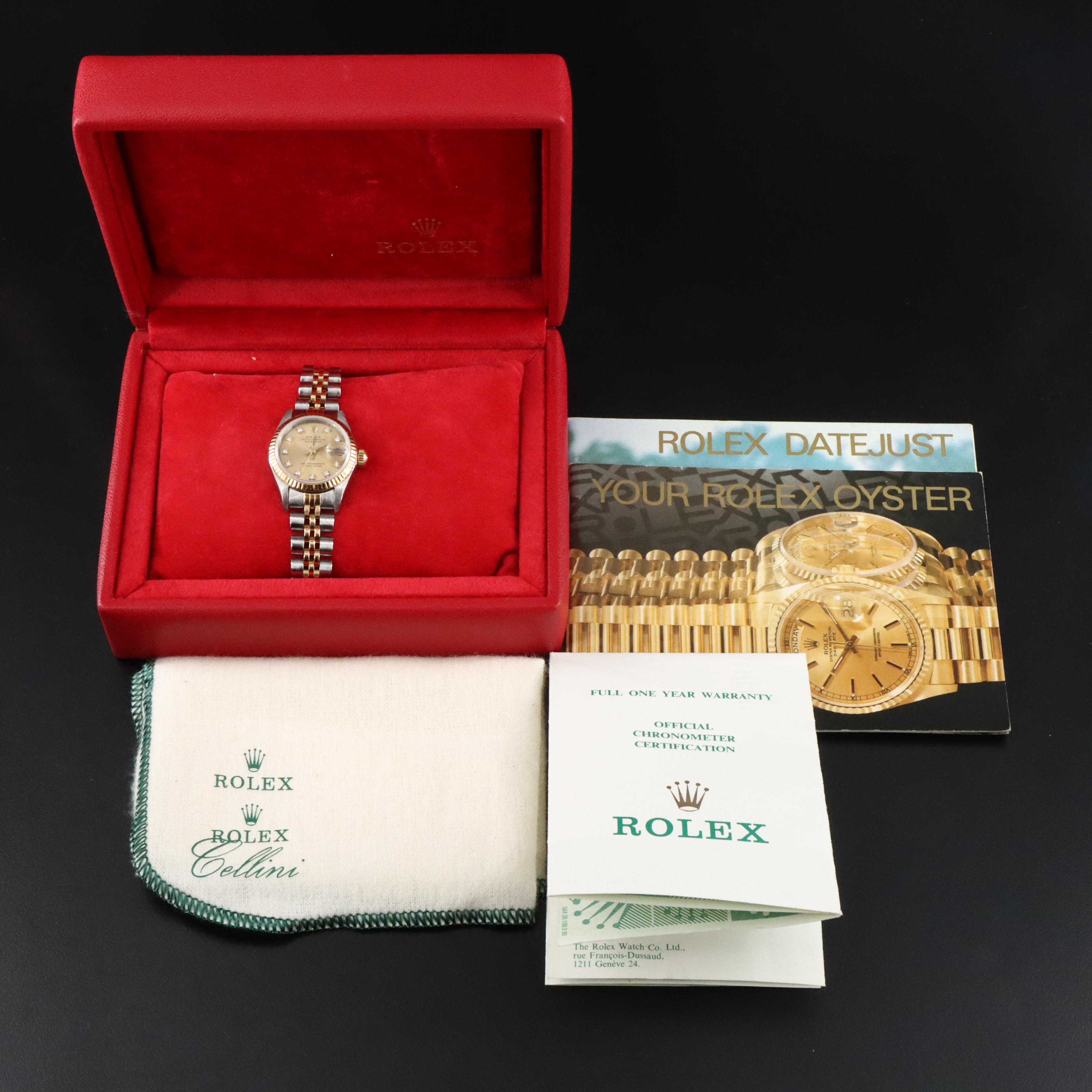 1990 Rolex Custom Diamond Dial Datejust Watch