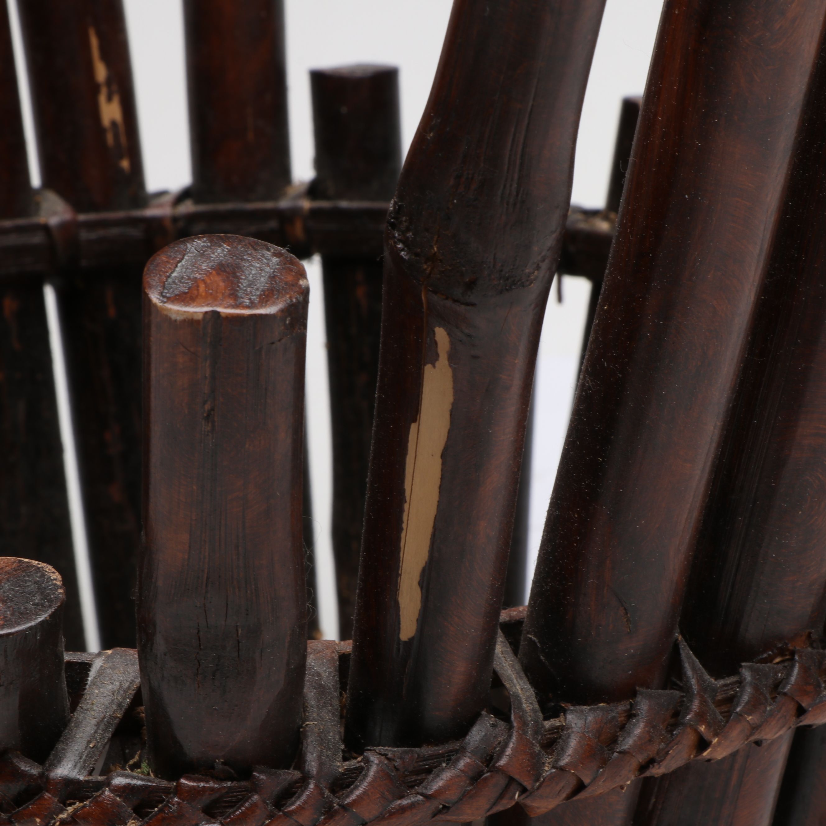 East Asian Style Bamboo Gathering Basket, 20th Century