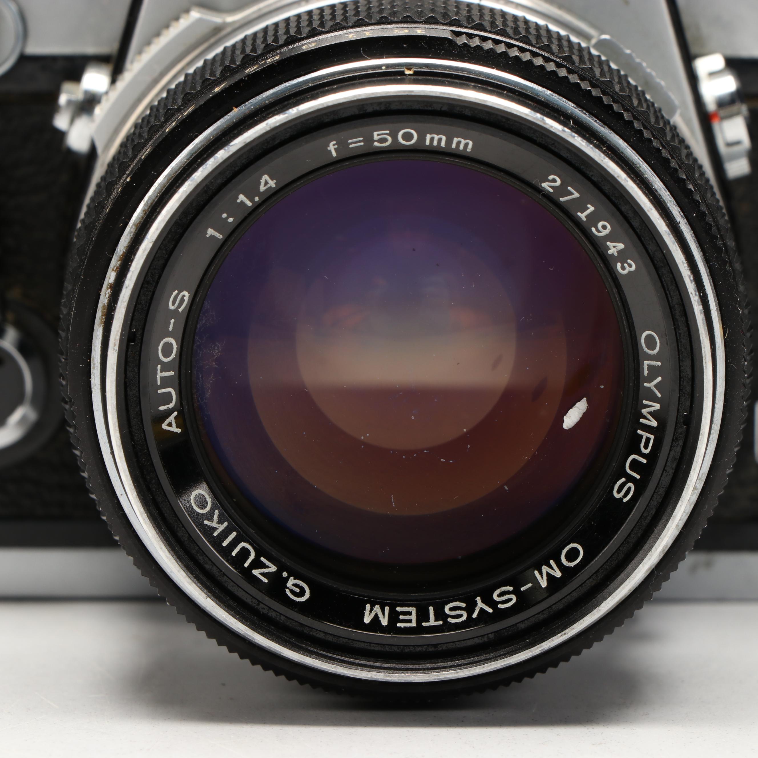 Olympus OM-1 and Zorki 4K 35mm SLR Cameras, Mid to Late 20th Century