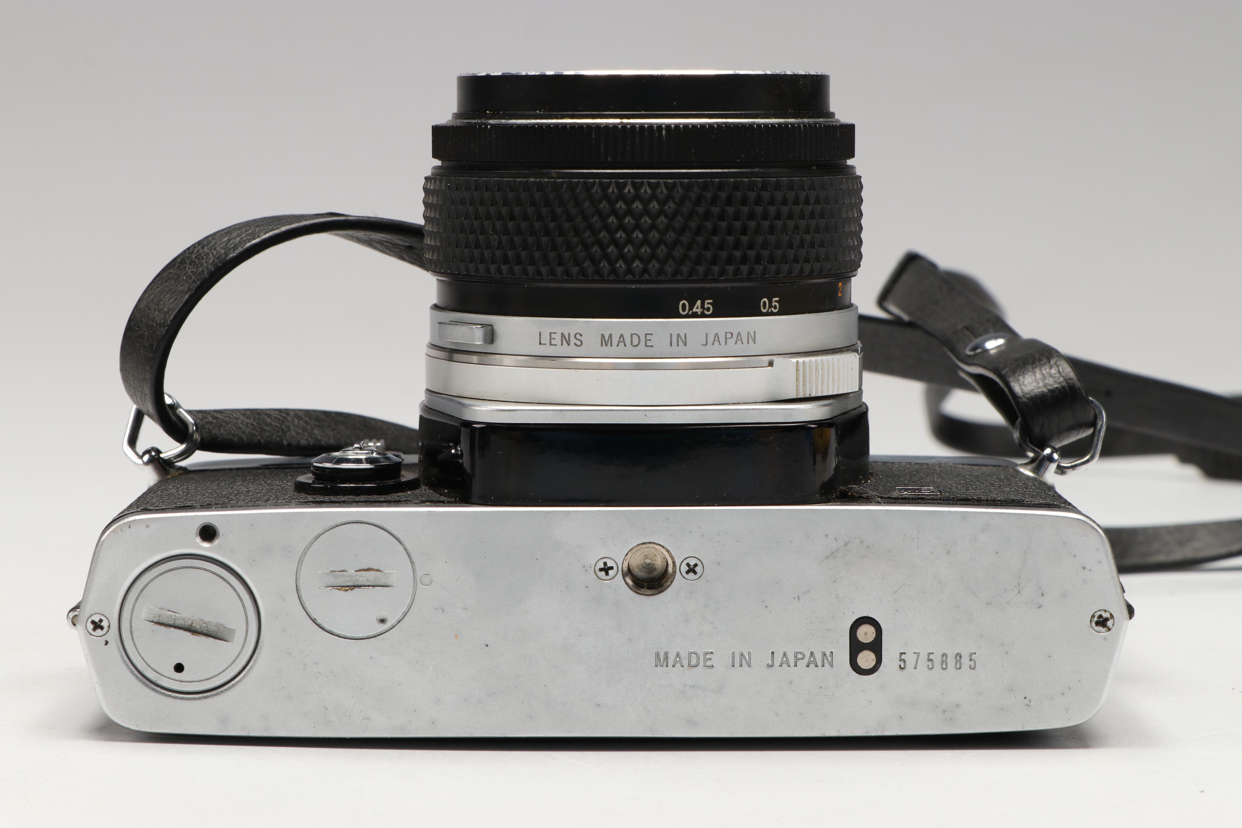 Olympus OM-1 and Zorki 4K 35mm SLR Cameras, Mid to Late 20th Century