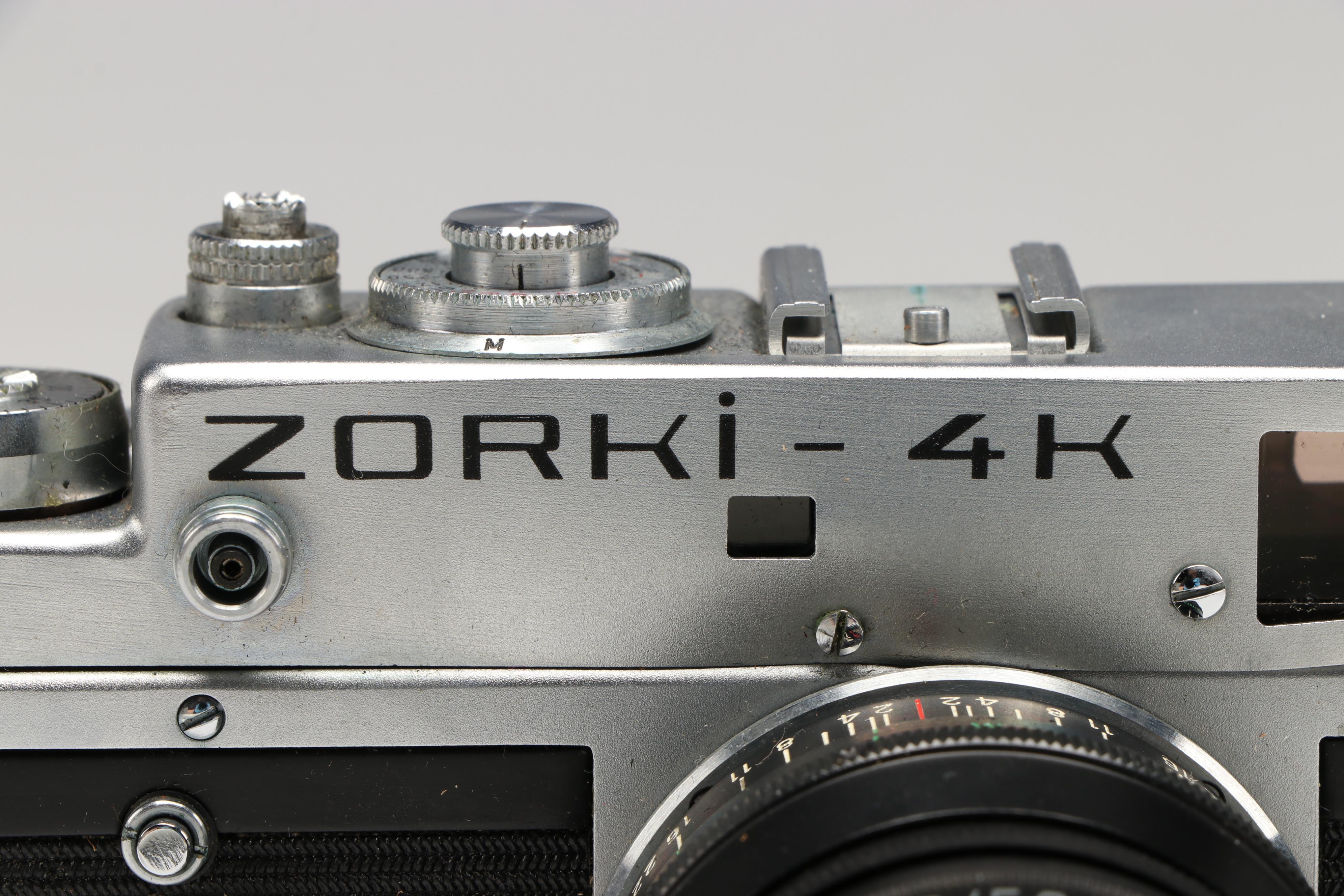 Olympus OM-1 and Zorki 4K 35mm SLR Cameras, Mid to Late 20th Century