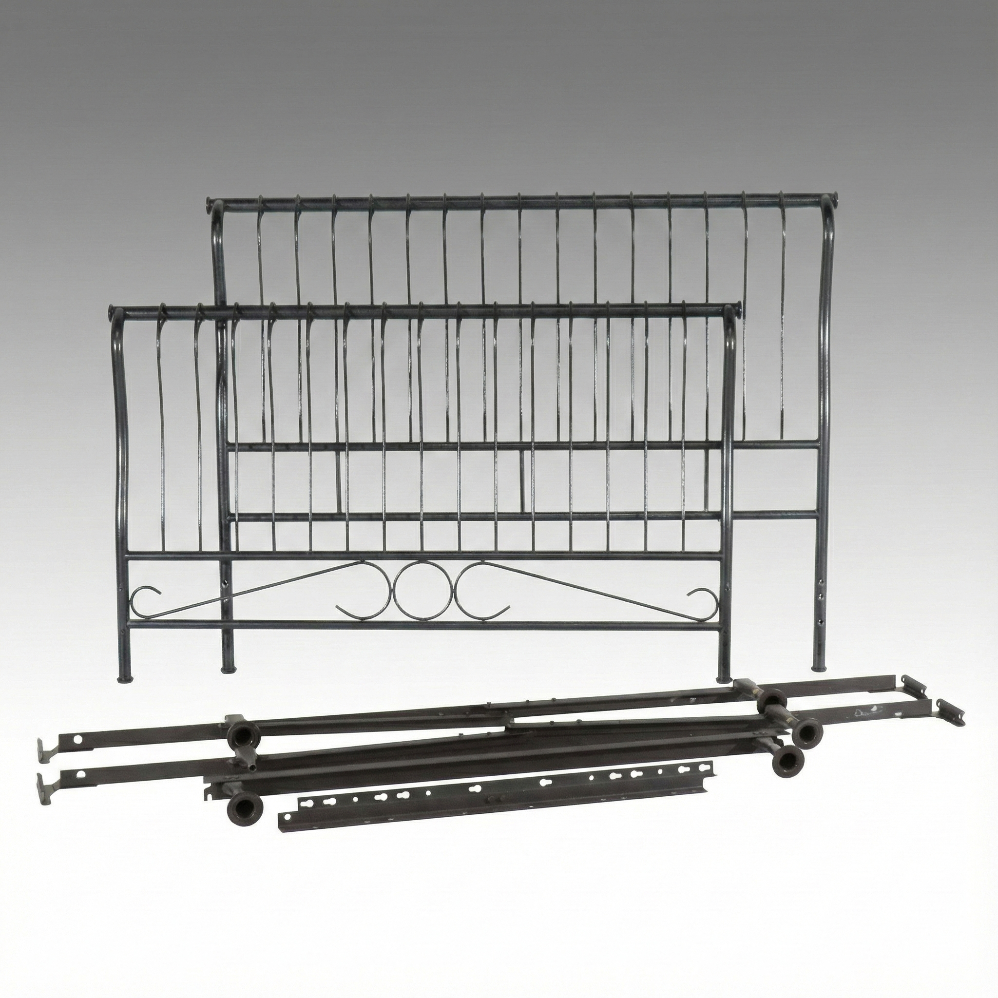 Edwardian Style Metal Queen Size Sleigh Bed