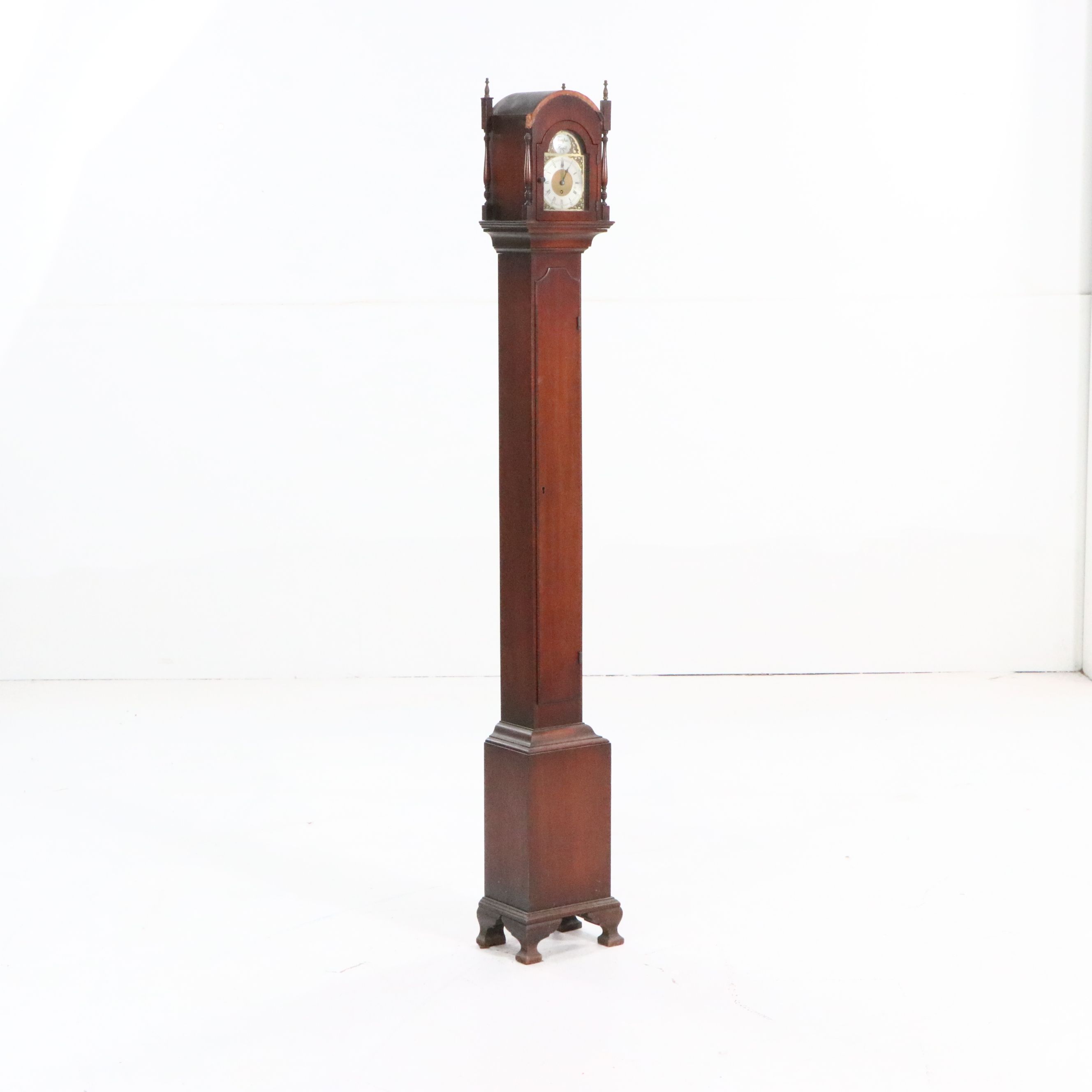 Georgian Style Mahogany Narrow Tall Case Clock, 20th Century