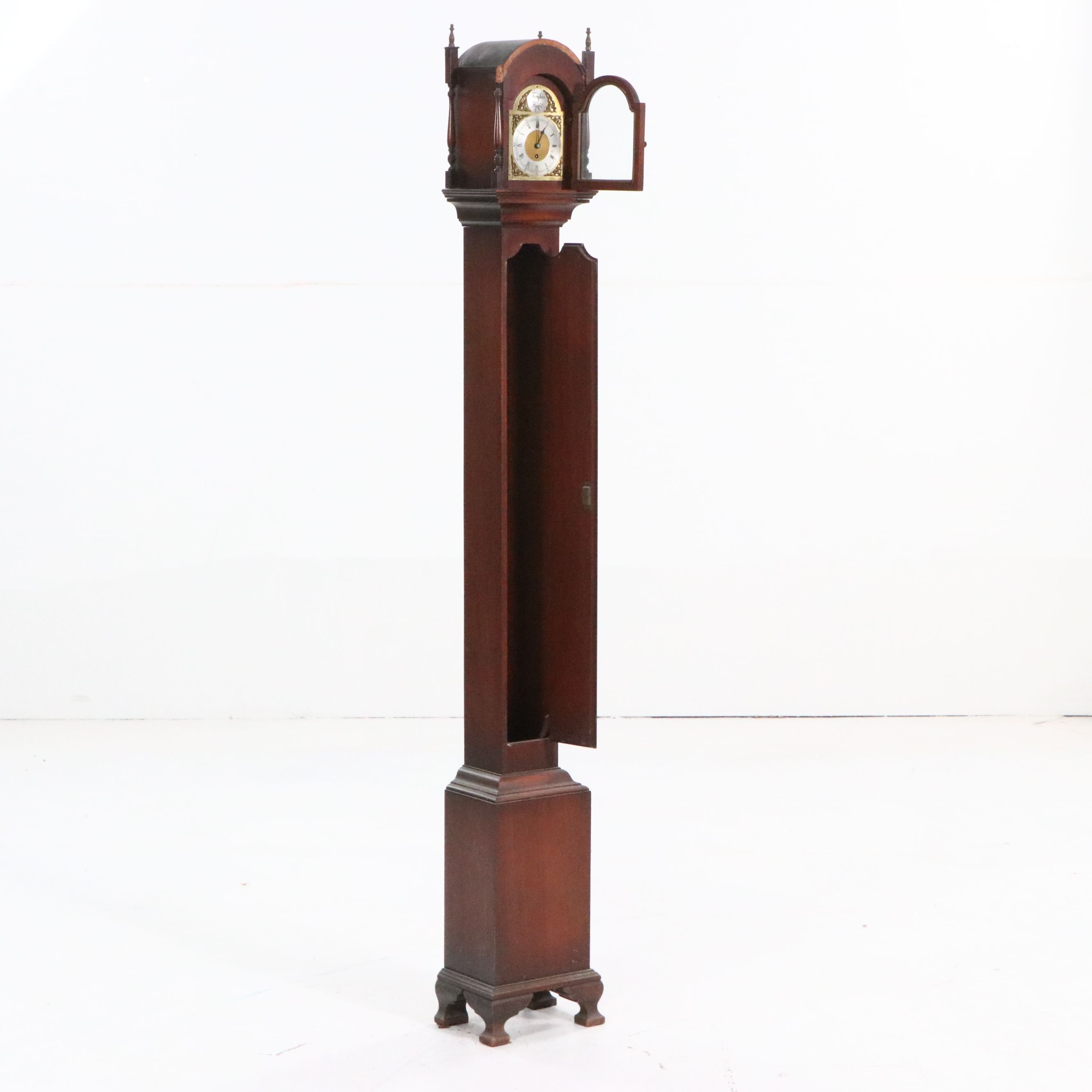 Georgian Style Mahogany Narrow Tall Case Clock, 20th Century